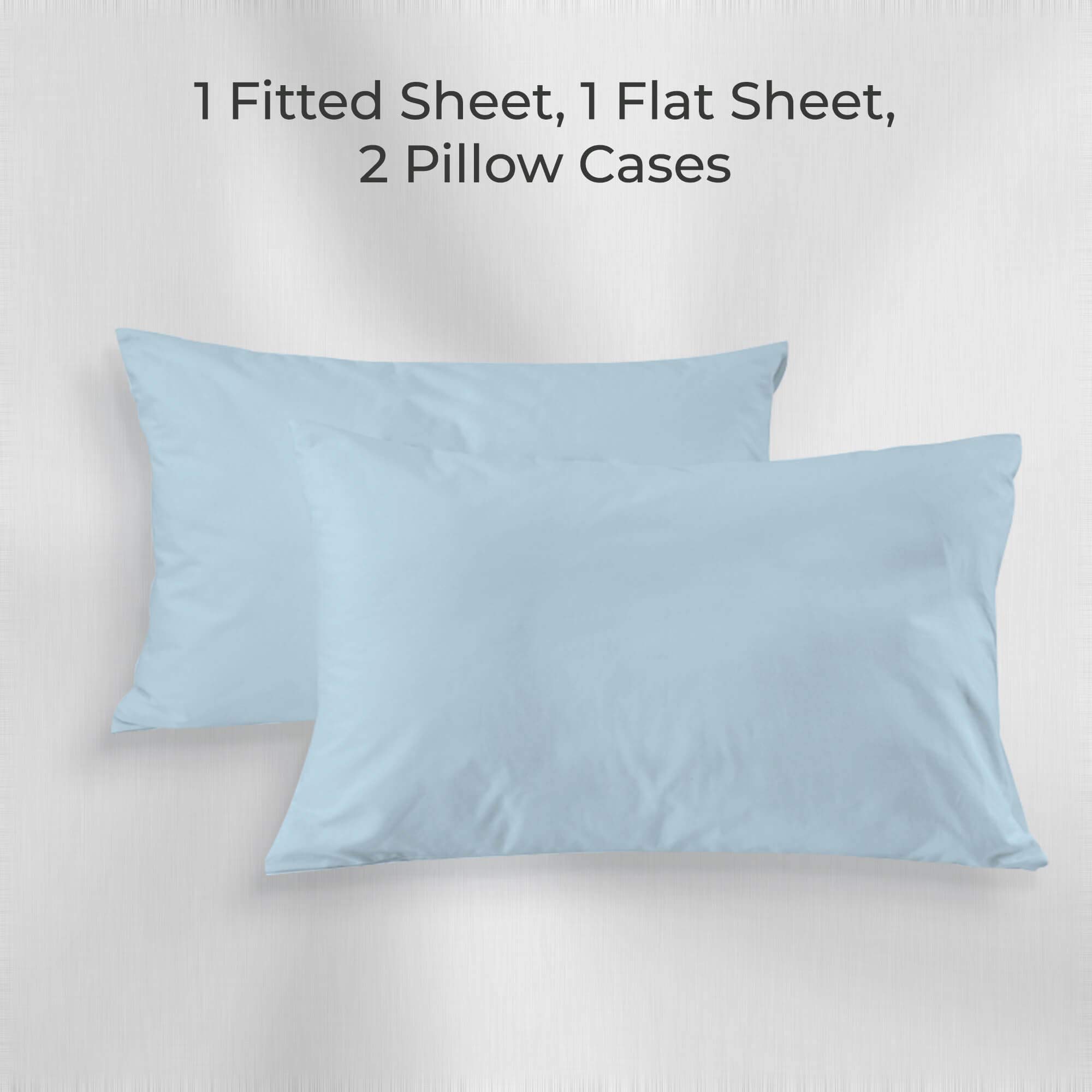 Combed Cotton Cal King Sheets Set - 4PC, 200 Thread Count, Baby Blue for Deep Pocket Mattress | Luxury Bedding for Home & Hotel Use