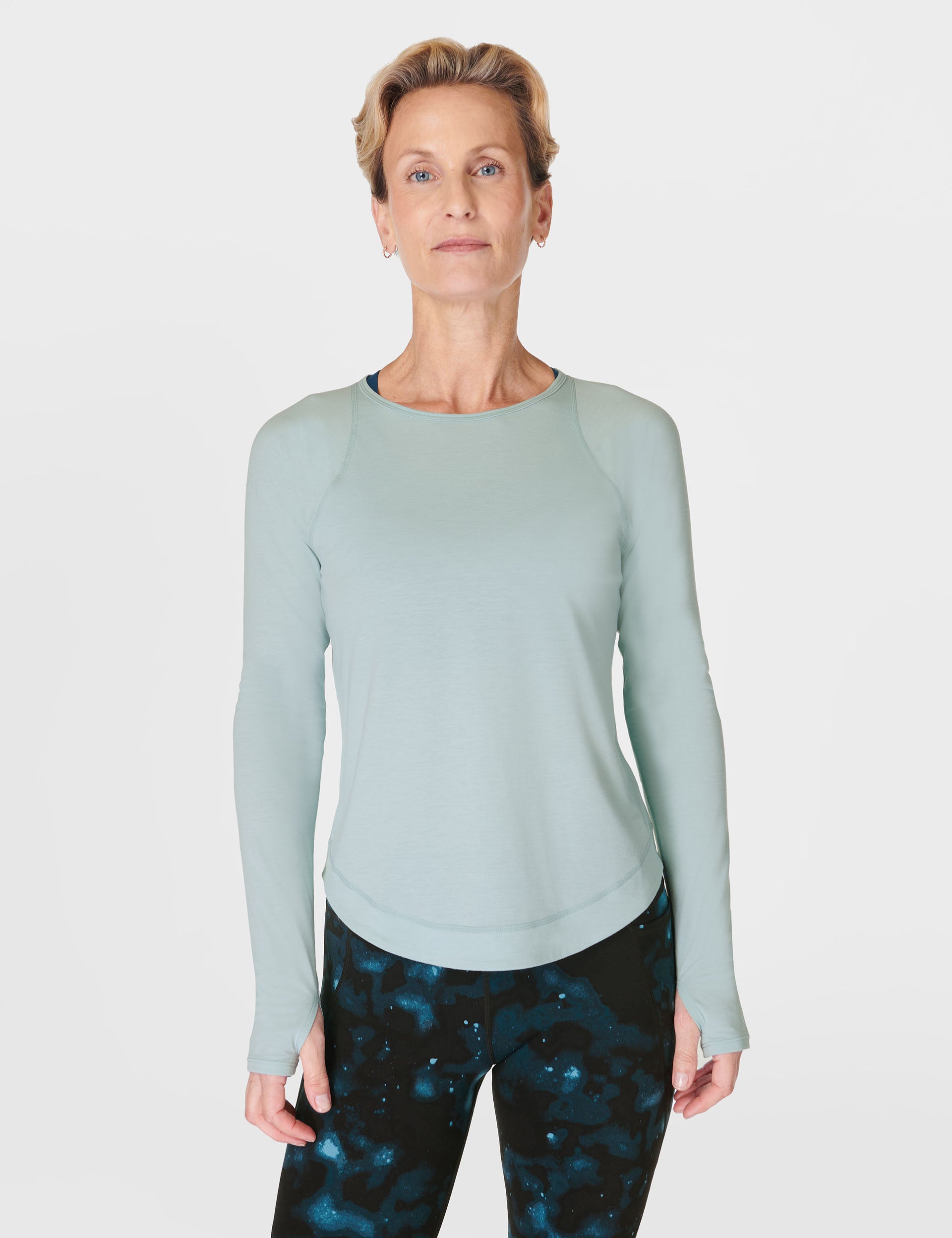 Breathe Easy Running Long Sleeve Top for Women - Moisture Wicking Athletic Shirt in Muted Teal Blue | Gym, Yoga & Outdoor Workout Apparel
