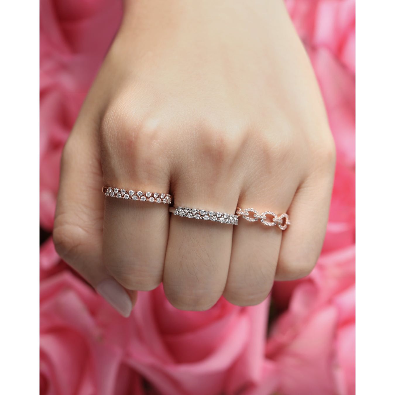14K Rose Gold Double Row Diamond Eternity Band Ring for Women - Perfect for Anniversaries, Weddings & Special Occasions