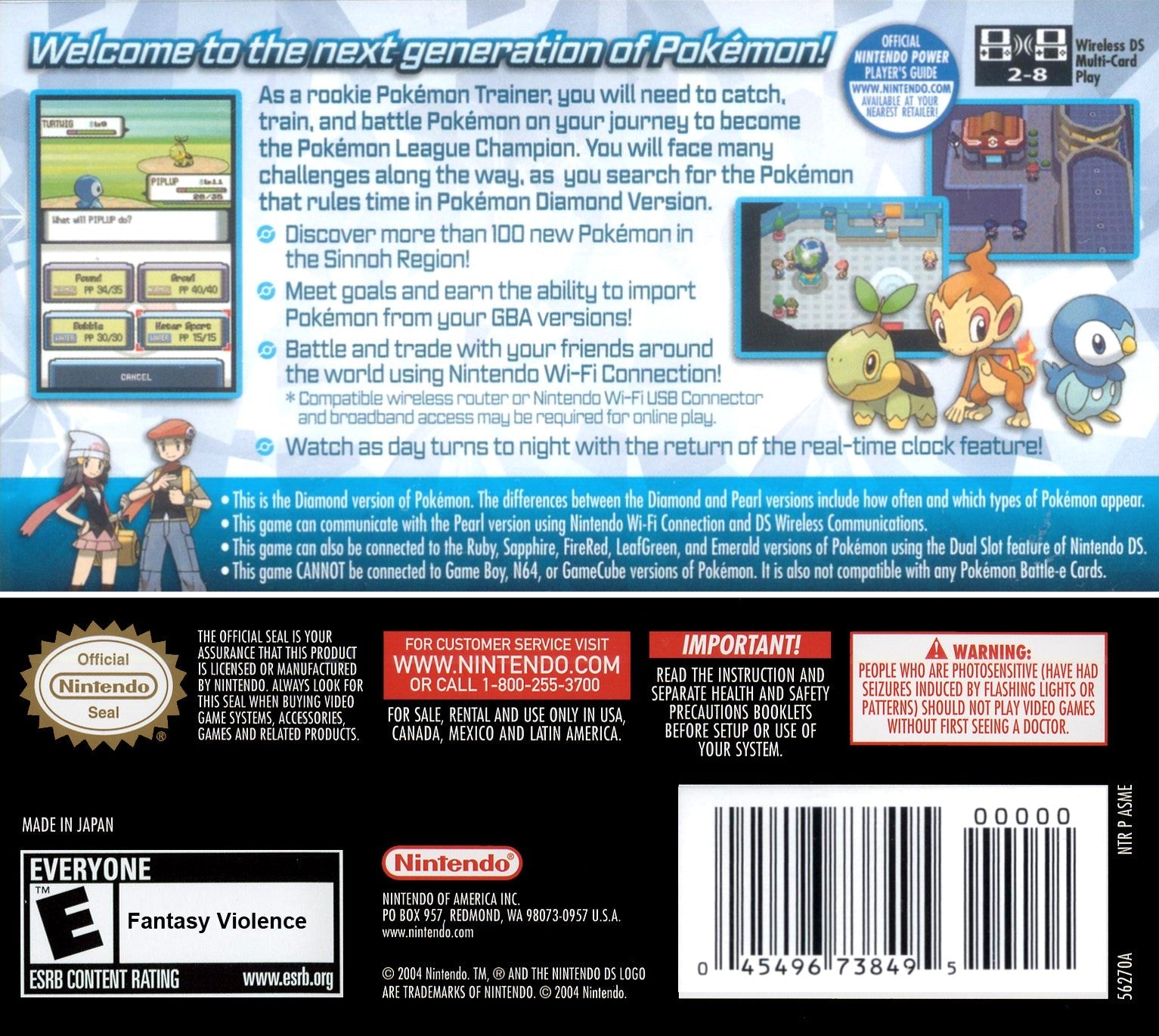 Pokemon Diamond Version - Nintendo DS Game | Official Pokemon Adventure RPG | Collect, Battle & Trade Pokemon | Perfect for Kids & Adults | Great for Travel & Family Game Nights