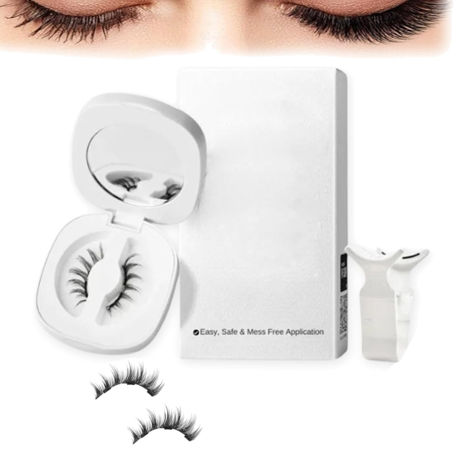Lumilux Brillash Magnetic Eyelash Kit - Reusable No Glue False Lashes with Applicator - Natural Looking Eyelash Extensions for Daily Wear & Special Occasions