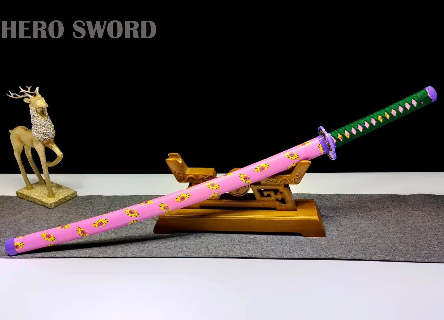 Handmade 1095 High Carbon Steel Demon Slayer Katana Sword - Agatsuma Zenitsu Cosplay Knife, Sharp Japanese Anime Sword Real Weapon - Perfect for Cosplay, Collection & Martial Arts Training