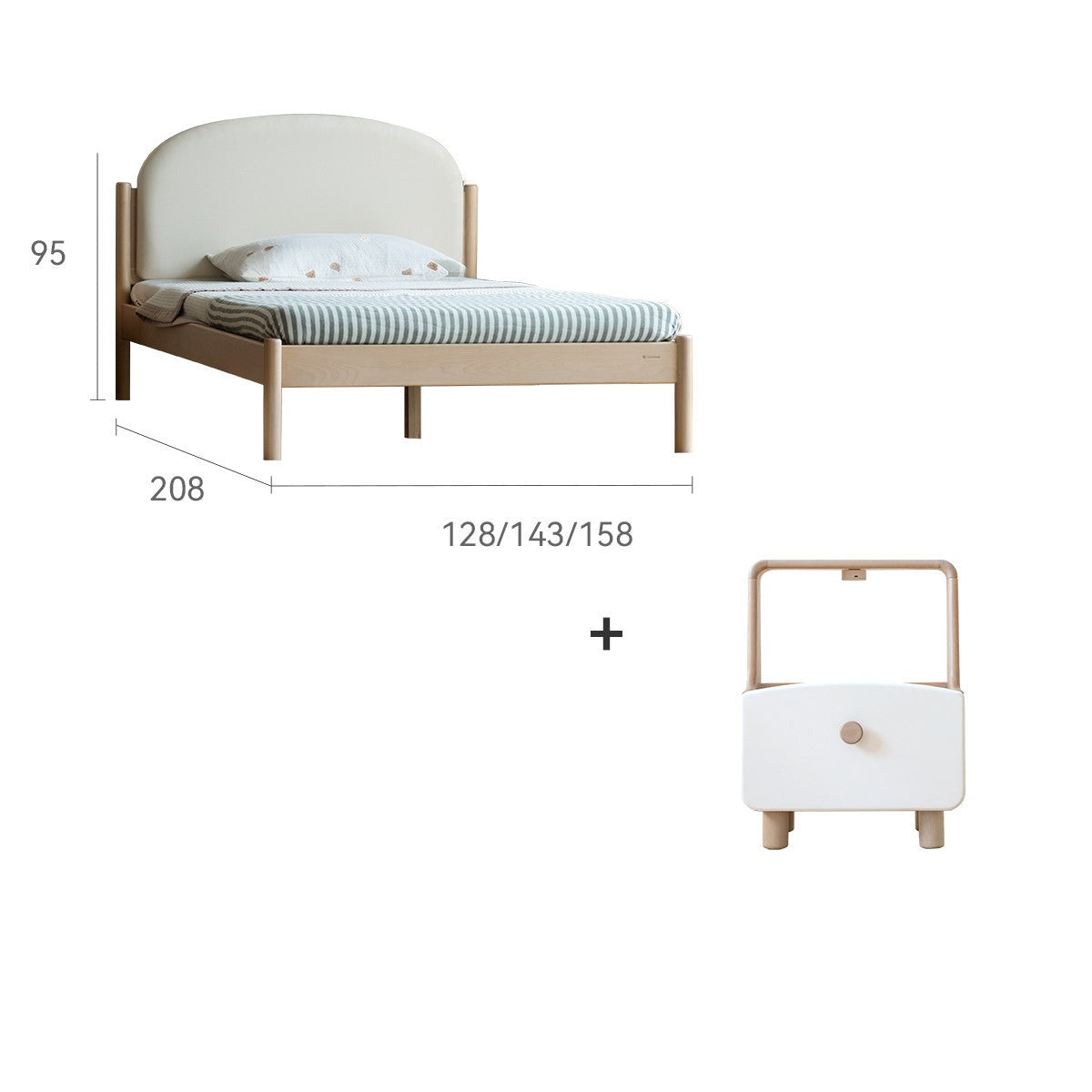 Organic Solid Wood Children's Bed - Birch & Beech Frame with Premium Leather Accents | Safe, Non-Toxic Toddler Bed for Nursery, Bedroom & Montessori Rooms