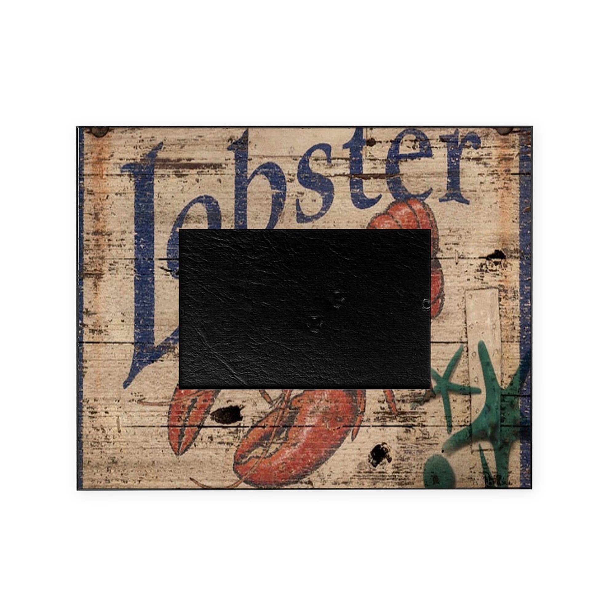Vintage Lobster Woodgrain Beach Art Picture Frame - Coastal Decor for Bathroom, Kitchen & Living Room - Nautical Wall Art for Home & Office Decoration
