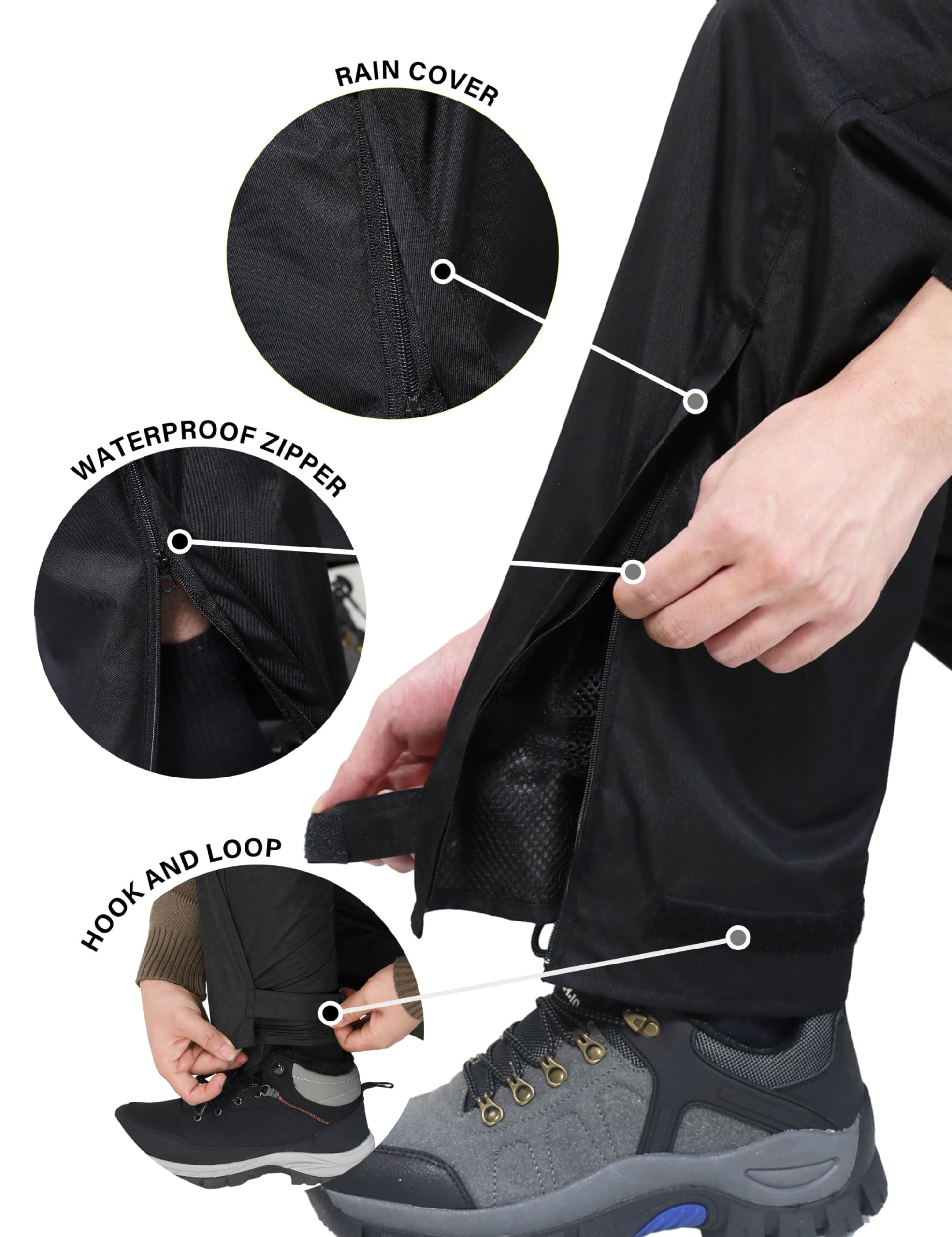 Waterproof Windproof Lightweight Rain Pants for Men - Outdoor Hiking, Golf & Fishing Gear - Stay Dry in All Weather Conditions