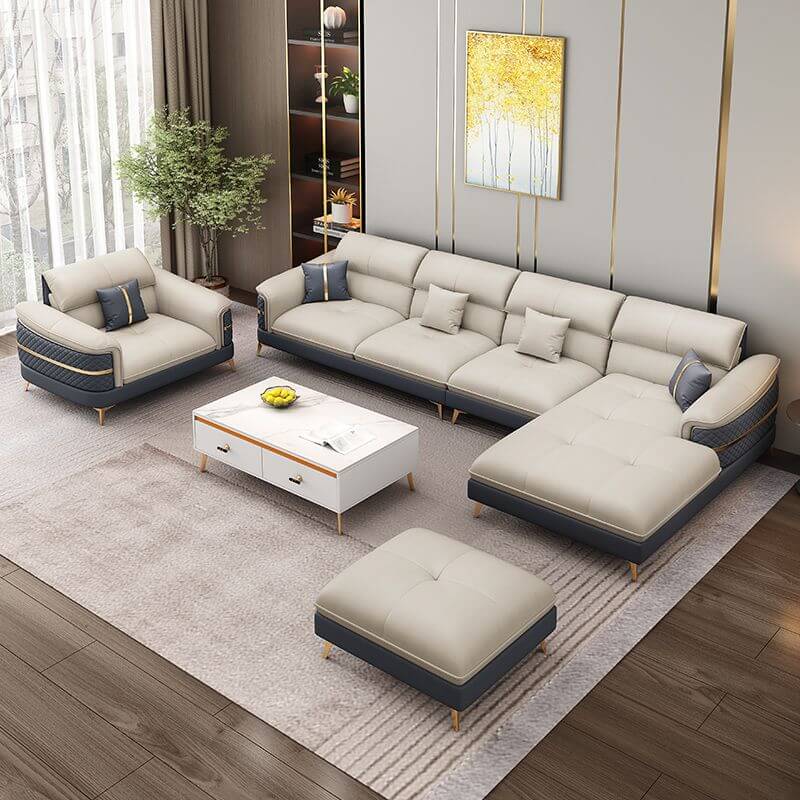 Farmhouse Style Modular Sofa for Living Room - Round Armrests Fabric Sectional Couch - Perfect for Cozy Family Gatherings & Home Decor