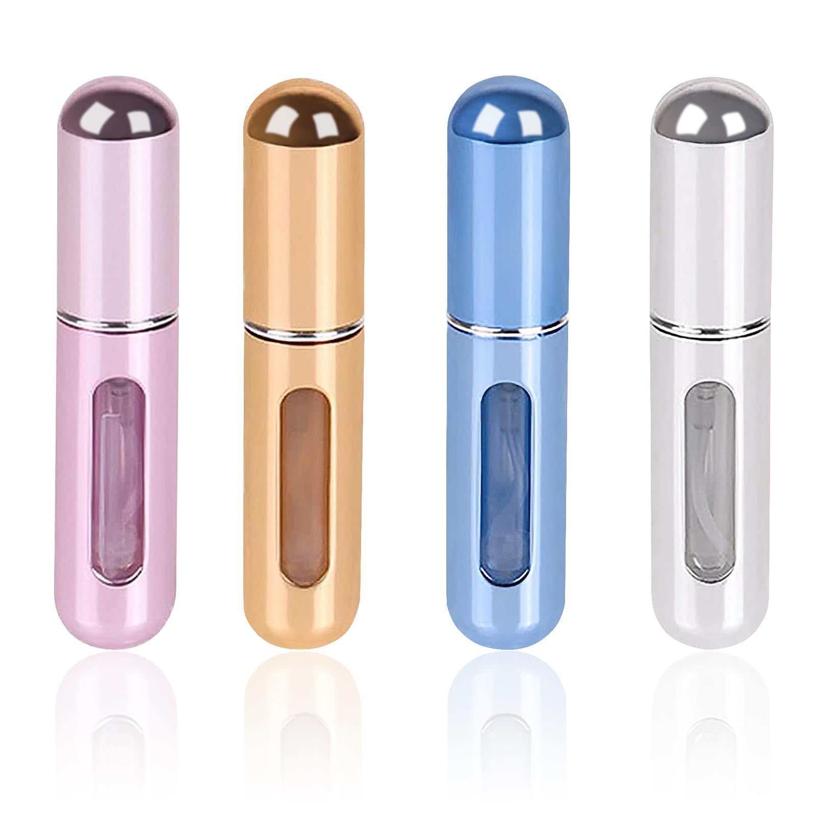 EYX Formula Mini Metallic Refillable Perfume Bottle with Transparent Window - Portable Travel Size for Purse, Gym & Office Essentials