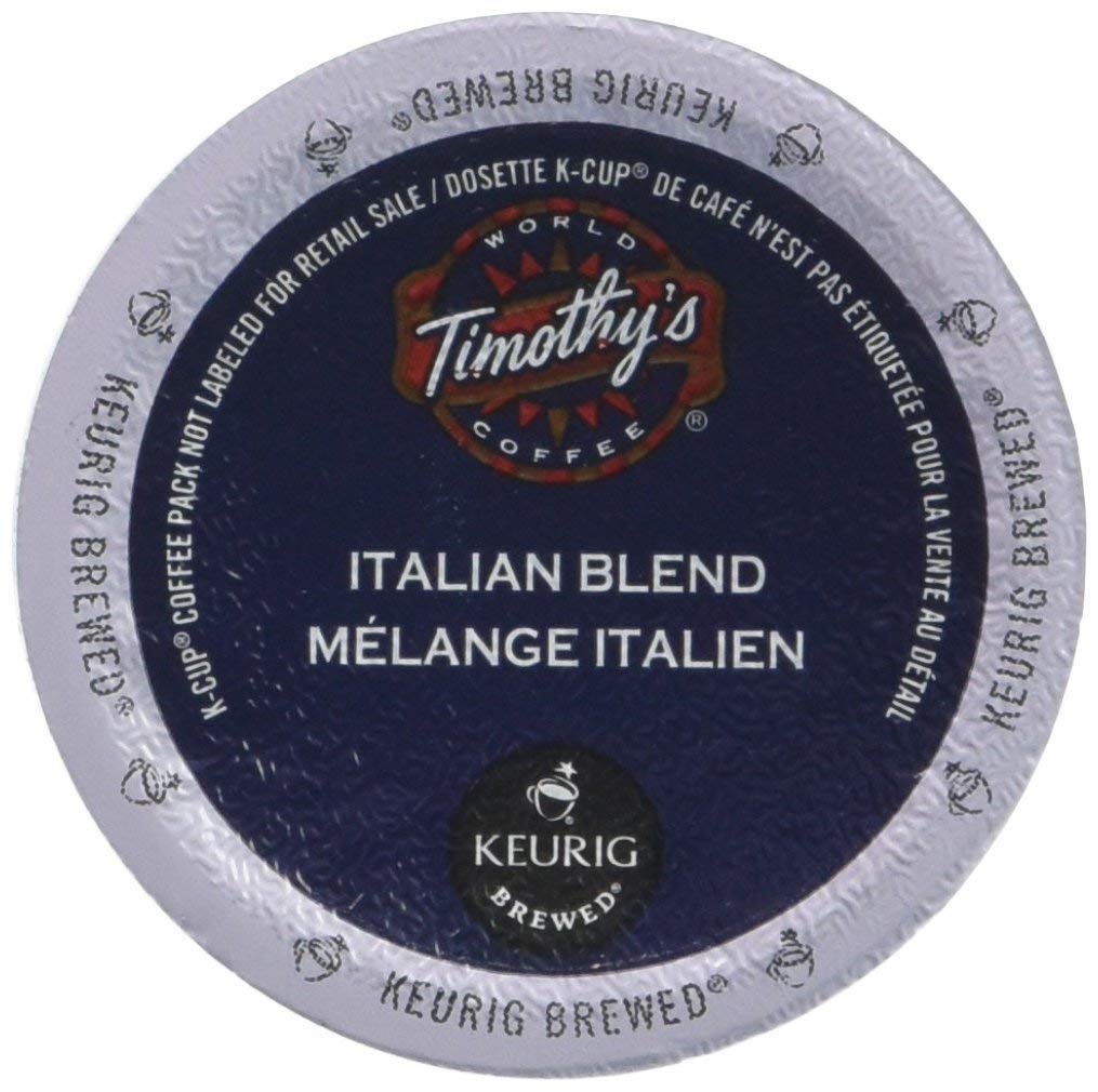 Timothy's World Coffee Italian Blend K-Cup Pods - Medium Roast Coffee for Keurig Brewers - Perfect for Breakfast, Office & Home Use