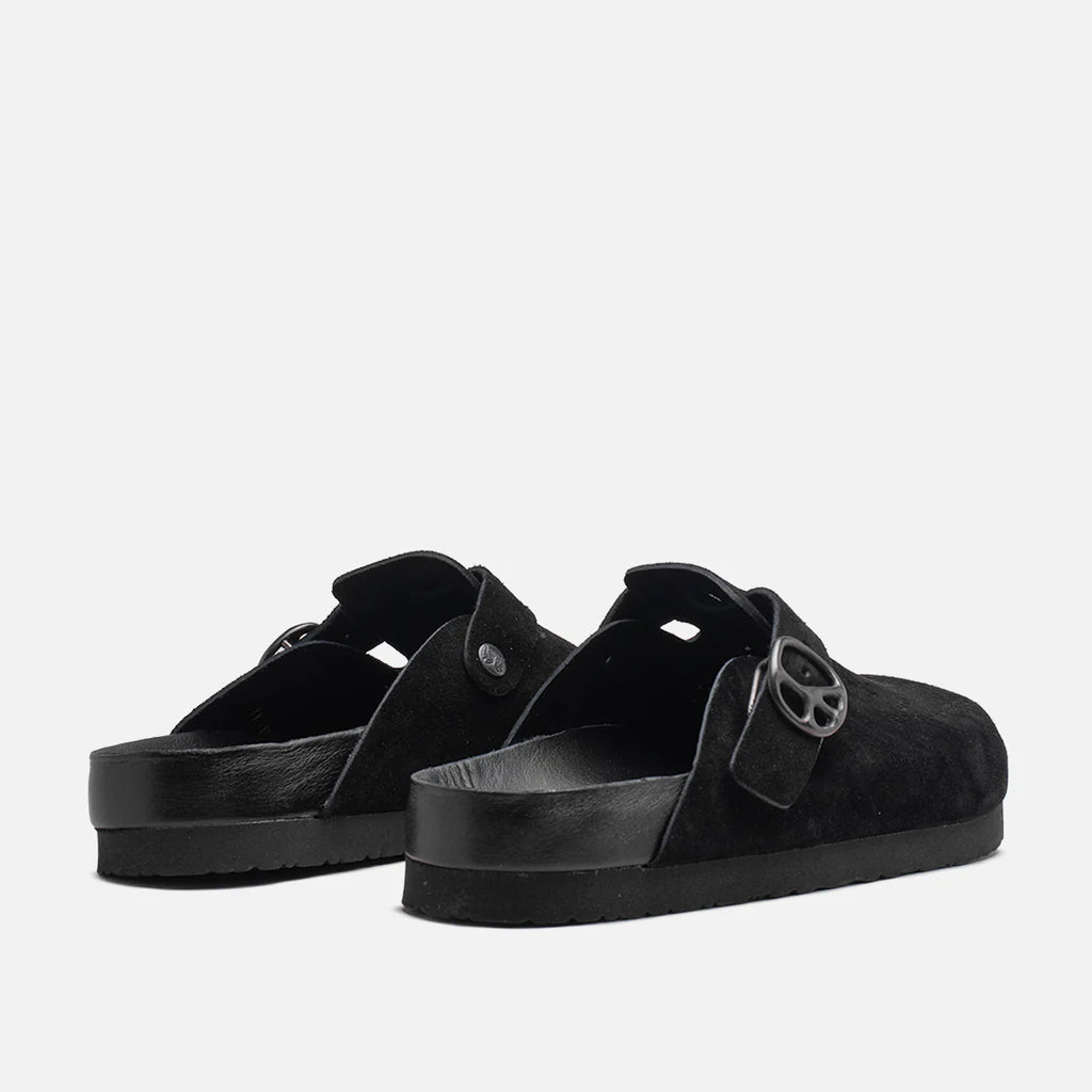 Comfortable Suede Clog Sandals for Women - Black | Slip-On Casual Shoes for Home, Garden & Beach Wear