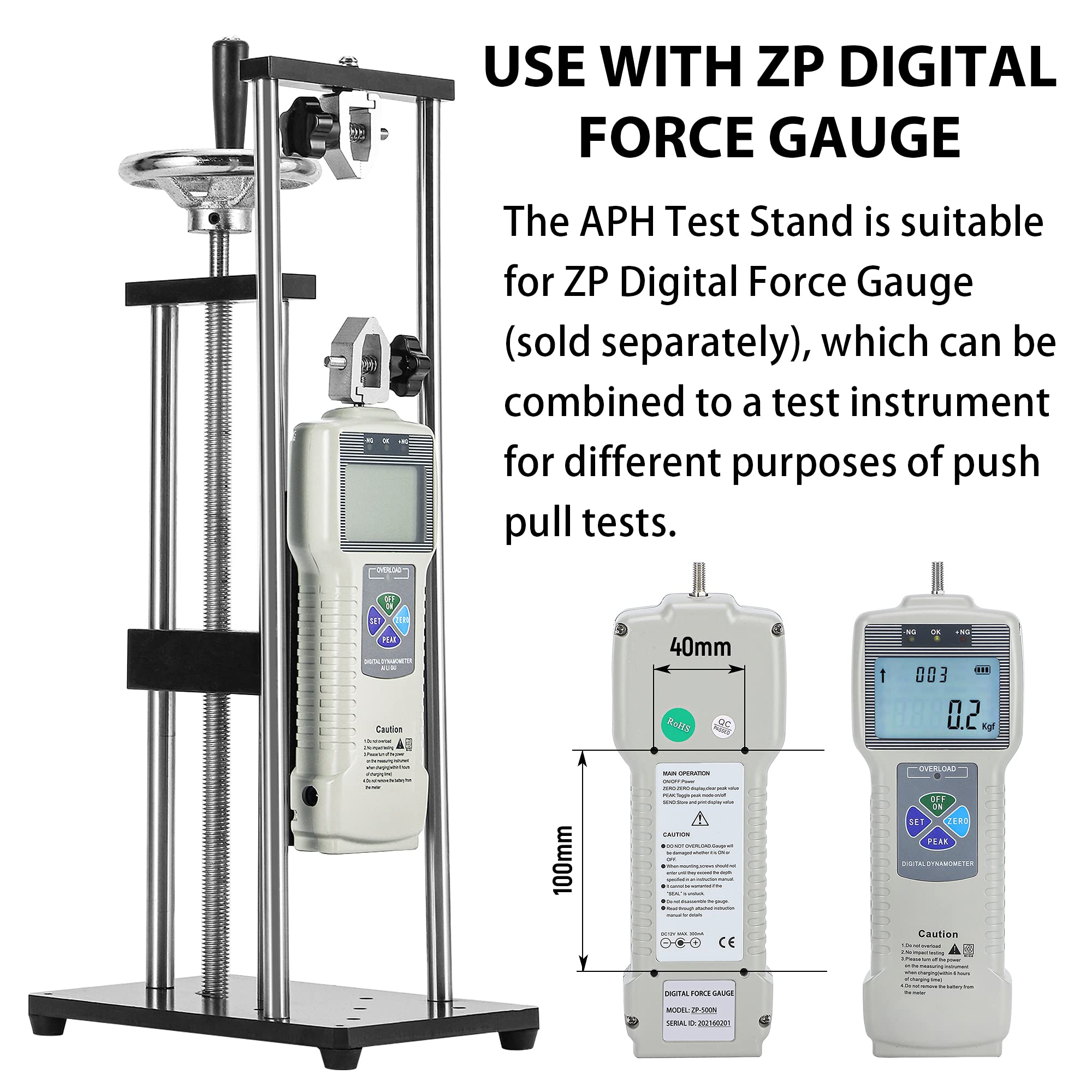 BAOSHISHAN ZP-50N Digital Force Gauge with APH Test Stand - Precision Force Measurement Tool for Industrial Testing, Quality Control & Material Research