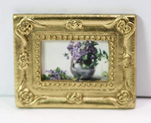 1:12 Scale Miniature Vintage Still Life Art Print in Gold Embossed Frame - Perfect for Dollhouse Decor, Miniature Displays & Model Scenes