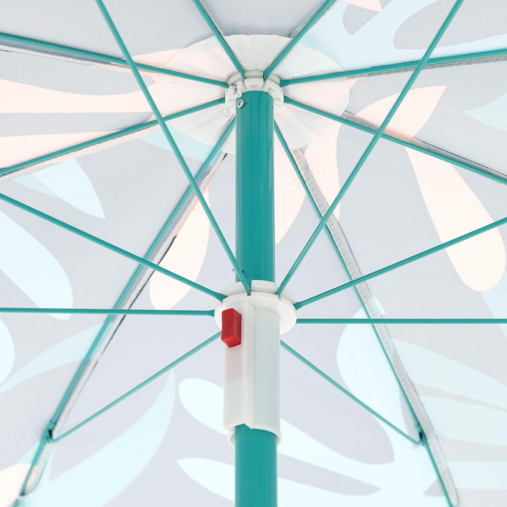 3053261VMI Moda Outdoor Adjustable Height Push Button Tilt Umbrella with Carrying Bag - Coral Leaf Print Beach Umbrella for Picnics, Poolside, Backyard & Patio Use