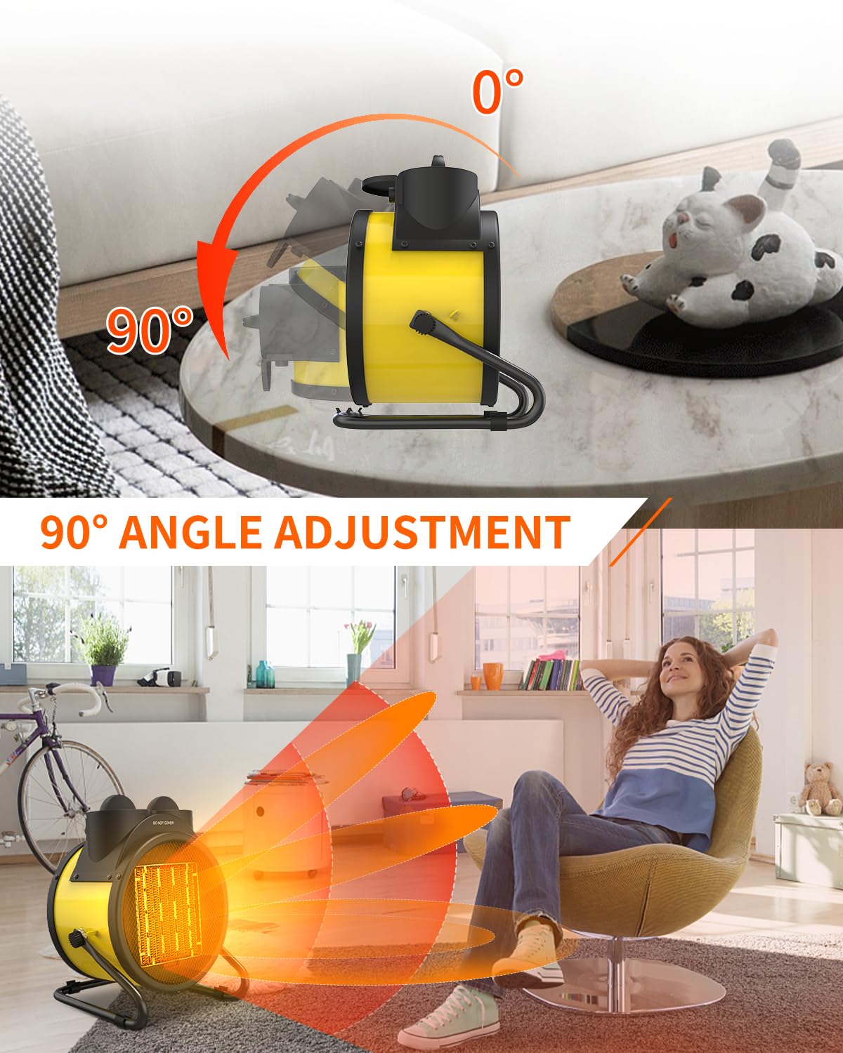 Portable Electric Patio Heater with Adjustable Thermostat - PTC Fast Heating Ceramic Space Heater for Greenhouse, Garage, Office & Workplace | Durable Metal Base | Ideal for Outdoor Patio, Indoor Workspaces & Winter Heating