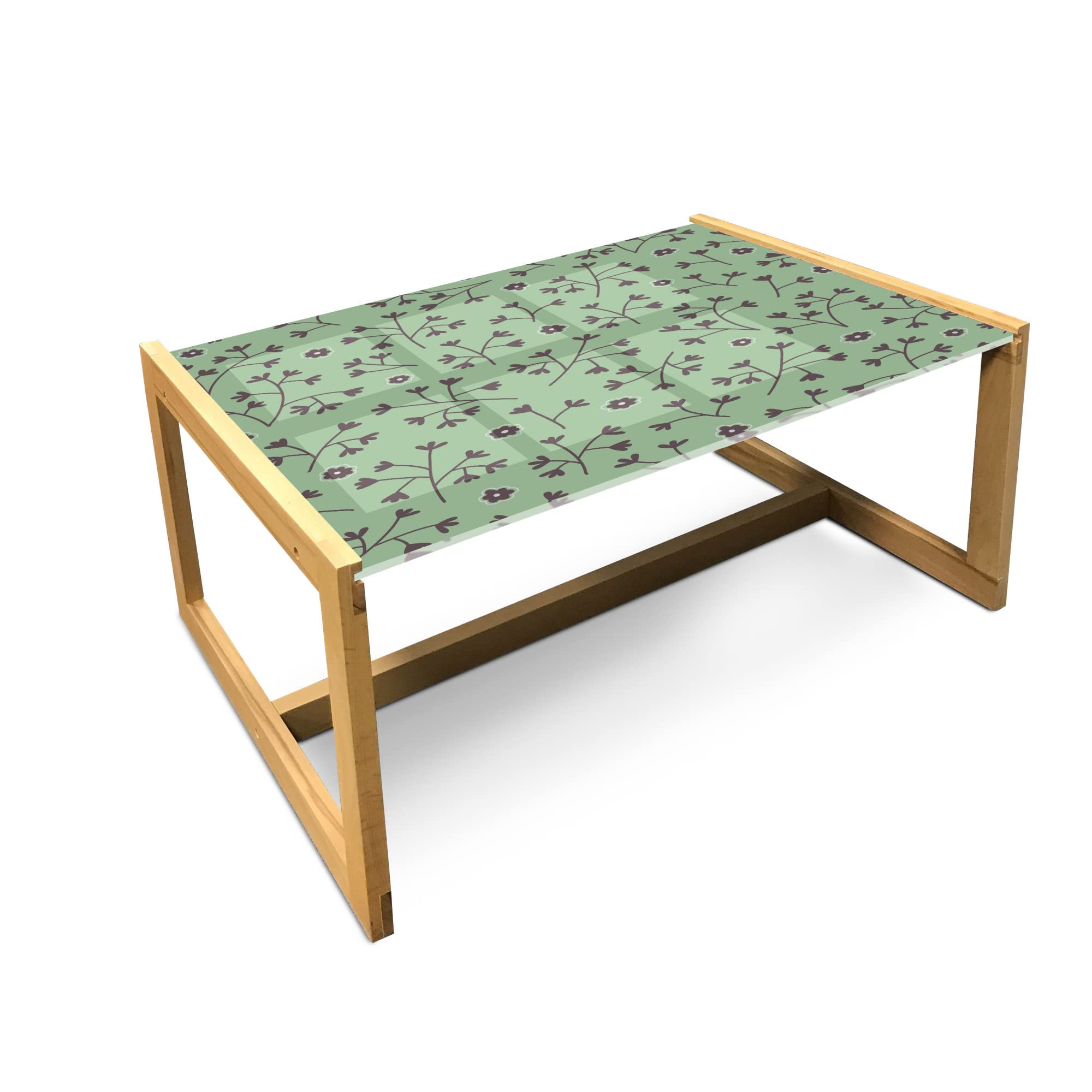 Ambesonne Floral Coffee Table - Botanical Design with Wooden Frame for Office & Home Decor