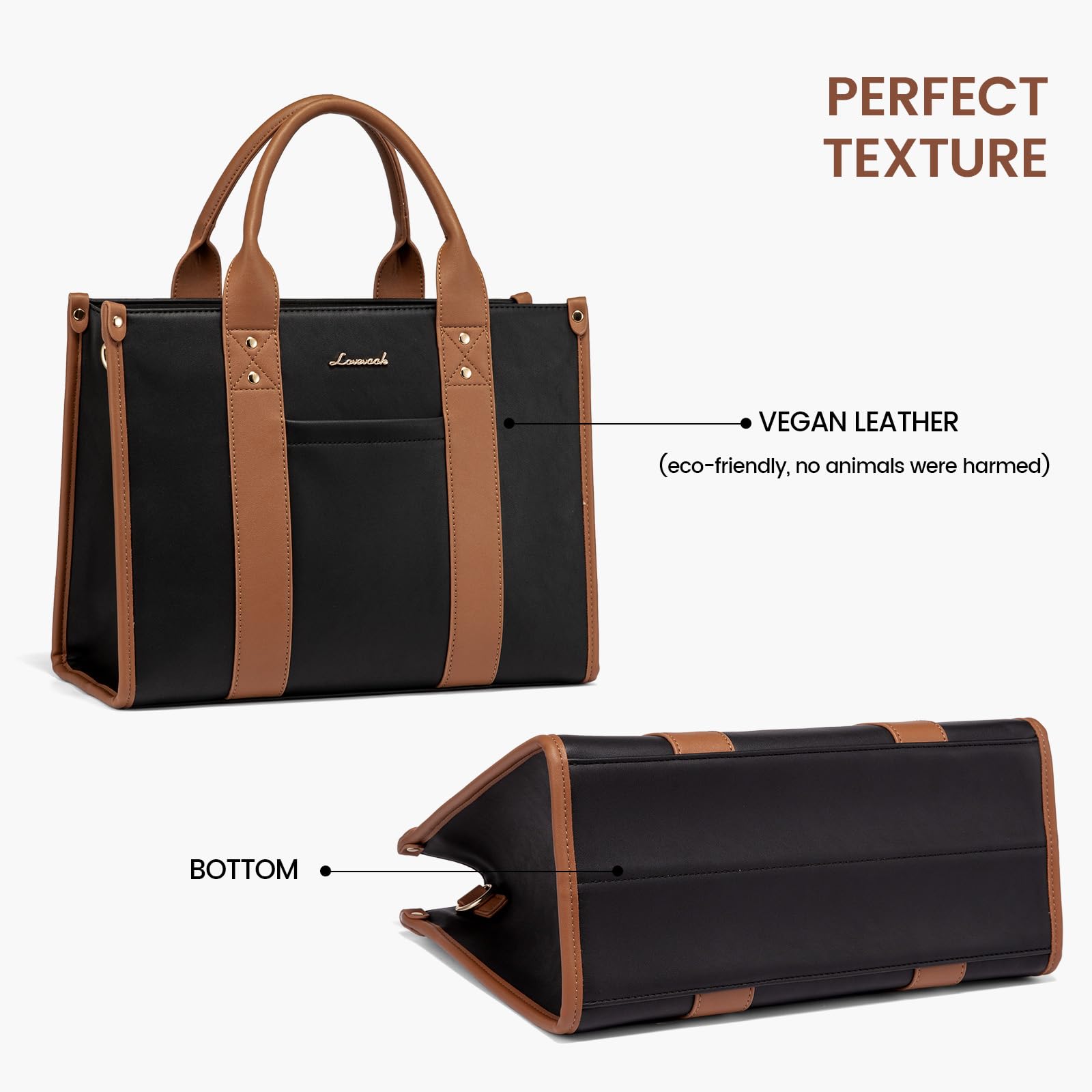 LOVEVOOK Genuine Leather Tote Bag for Women - Stylish Shoulder, Crossbody & Top Handle Purse with Secure Zipper Closure | Perfect for Work, Travel & Everyday Use