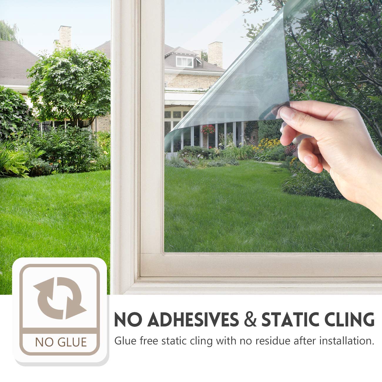 One Way Daytime Privacy Heat Blocking Window Film - Decorative Frosted Window Tint for Home & Office - UV Protection & Energy Saving Solution for Windows, Glass Doors & Skylights
