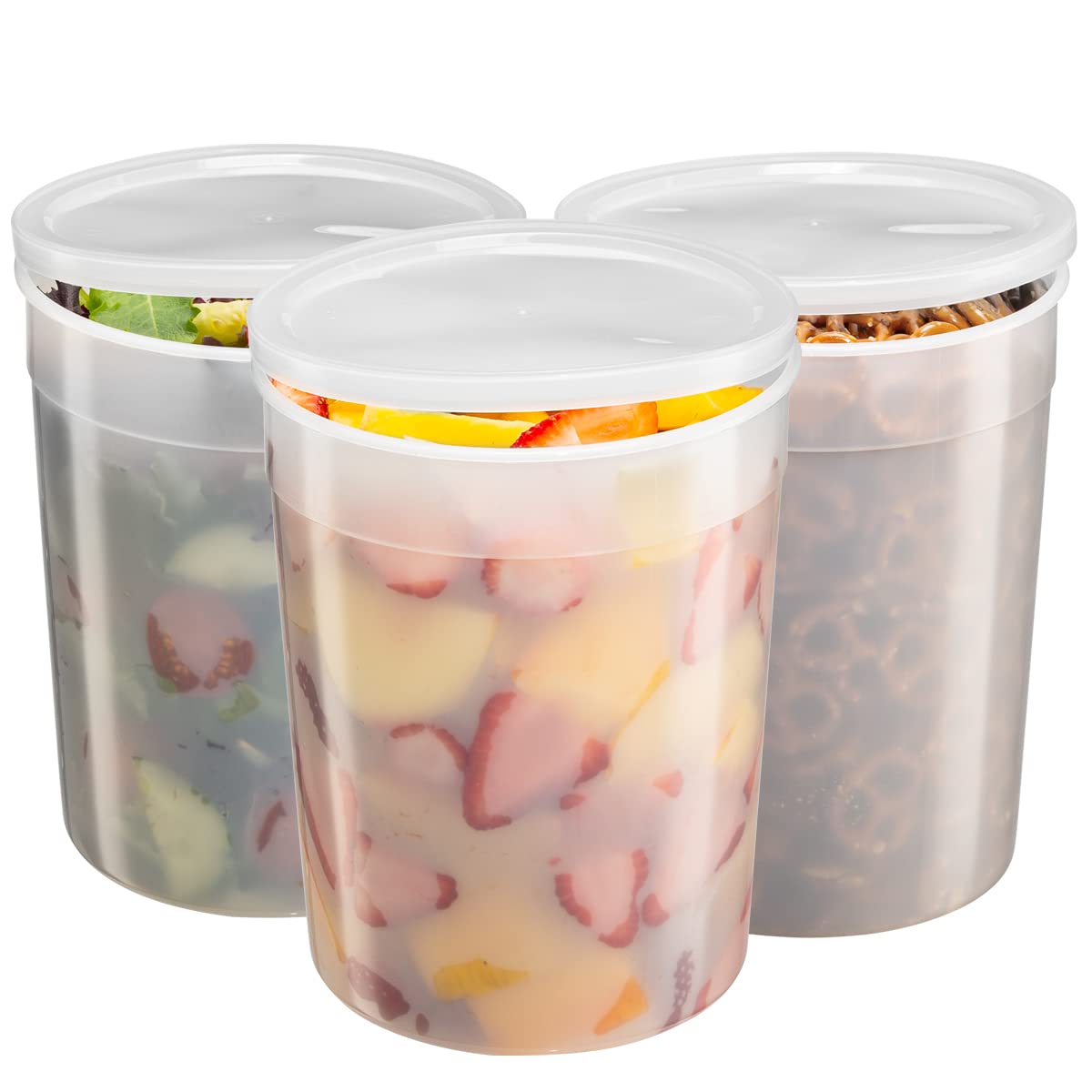 6-Pack 128 oz Disposable Plastic Food Storage Containers with Lids - BPA-Free Deli Containers, Ice Cream Buckets & Soup Pails - Perfect for Meal Prep, Restaurant Takeout, Catering & Home Storage