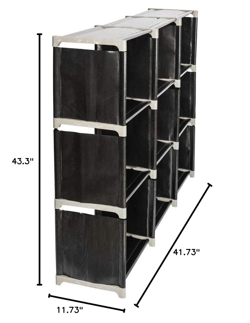 Modular Cube Storage Organizer - 9 Compartment DIY Closet Shelf Unit for Bedroom, Living Room & Office (Black, 3-Tier) - Perfect for Closet Organization, Book Storage & Home Decor