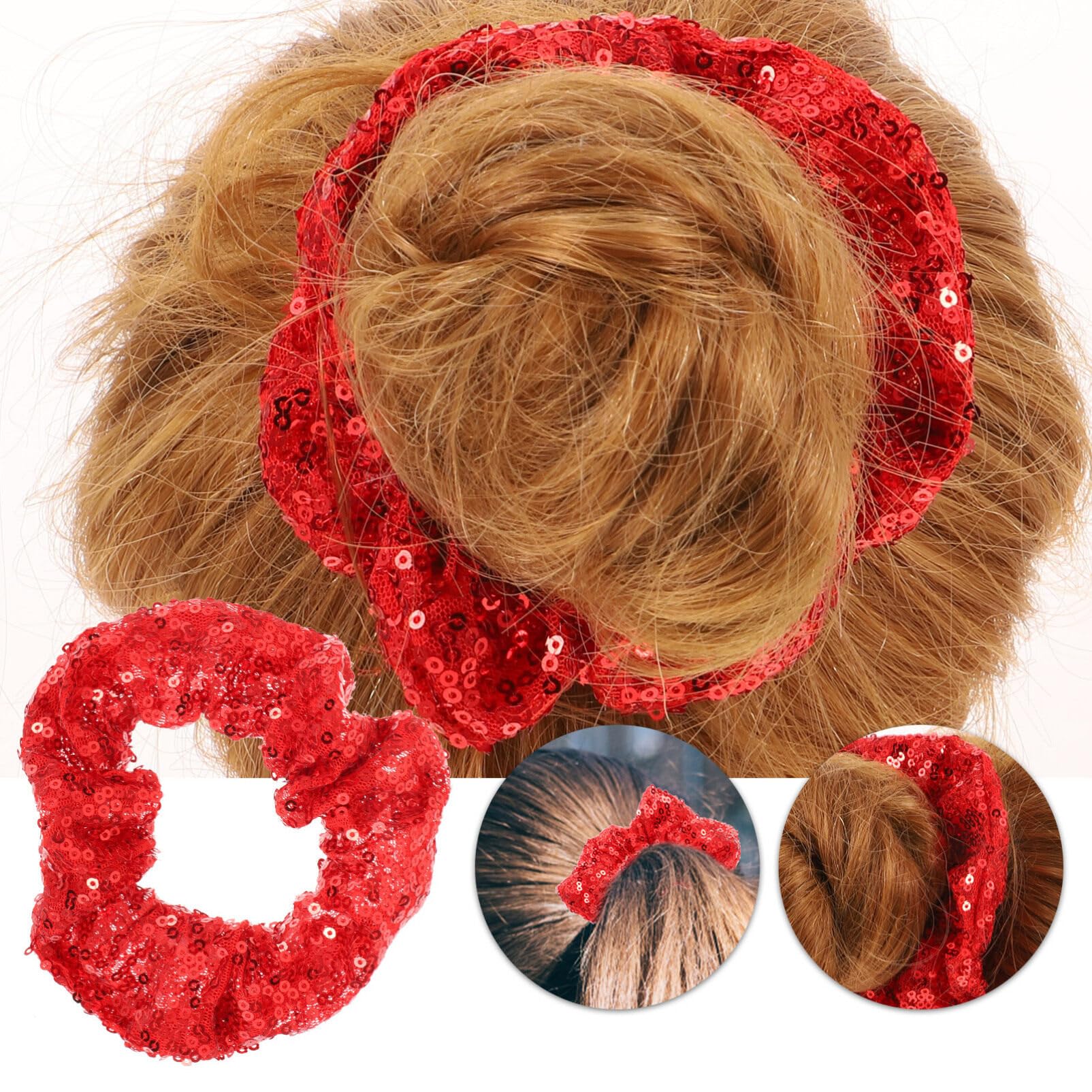 Luxshiny Christmas Hair Scrunchies 2 Pack - Shiny Sequin Elastic Hair Bands, Stretchy Ponytail Holders for Women & Girls - Perfect for Holiday Parties, Gift Giving & Festive Hairstyles