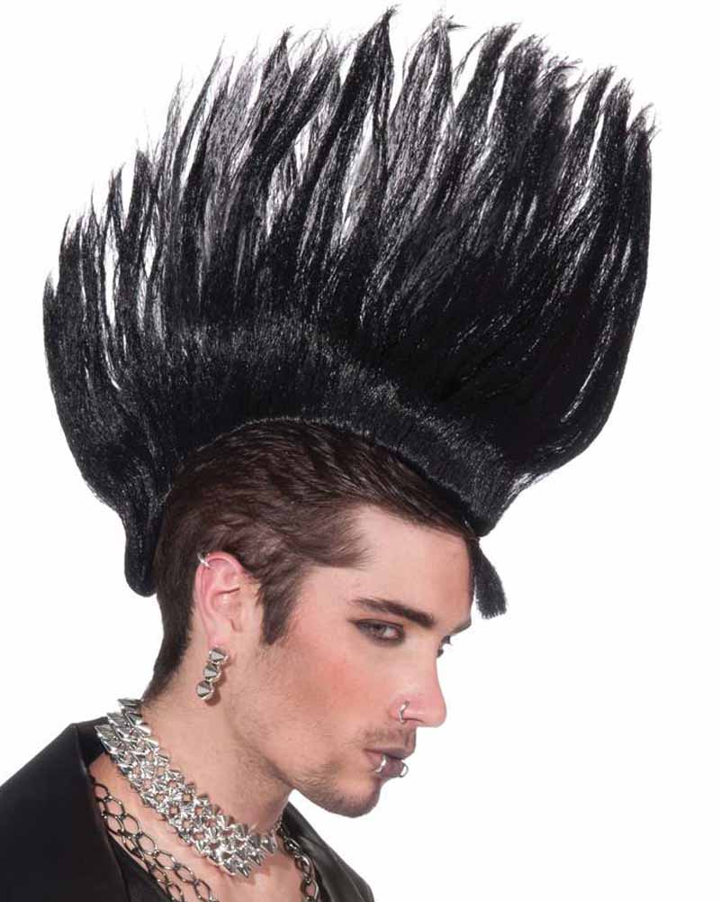 70s Black Mohawk Hairpiece for Men - Punk Rock Costume Wig - Halloween, Cosplay, and Themed Parties - Synthetic Fiber with Natural Look