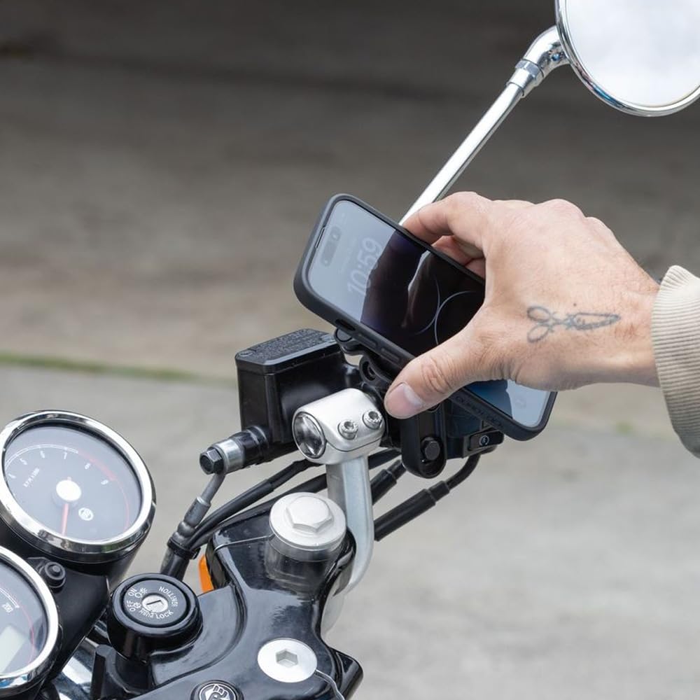Quad Lock Motorcycle Phone Mount Kit - Vibration Dampener & Galaxy S24 Ultra MAG Case | Secure Phone Holder for Brake/Clutch | Perfect for Adventure Riding, Commuting & GPS Navigation