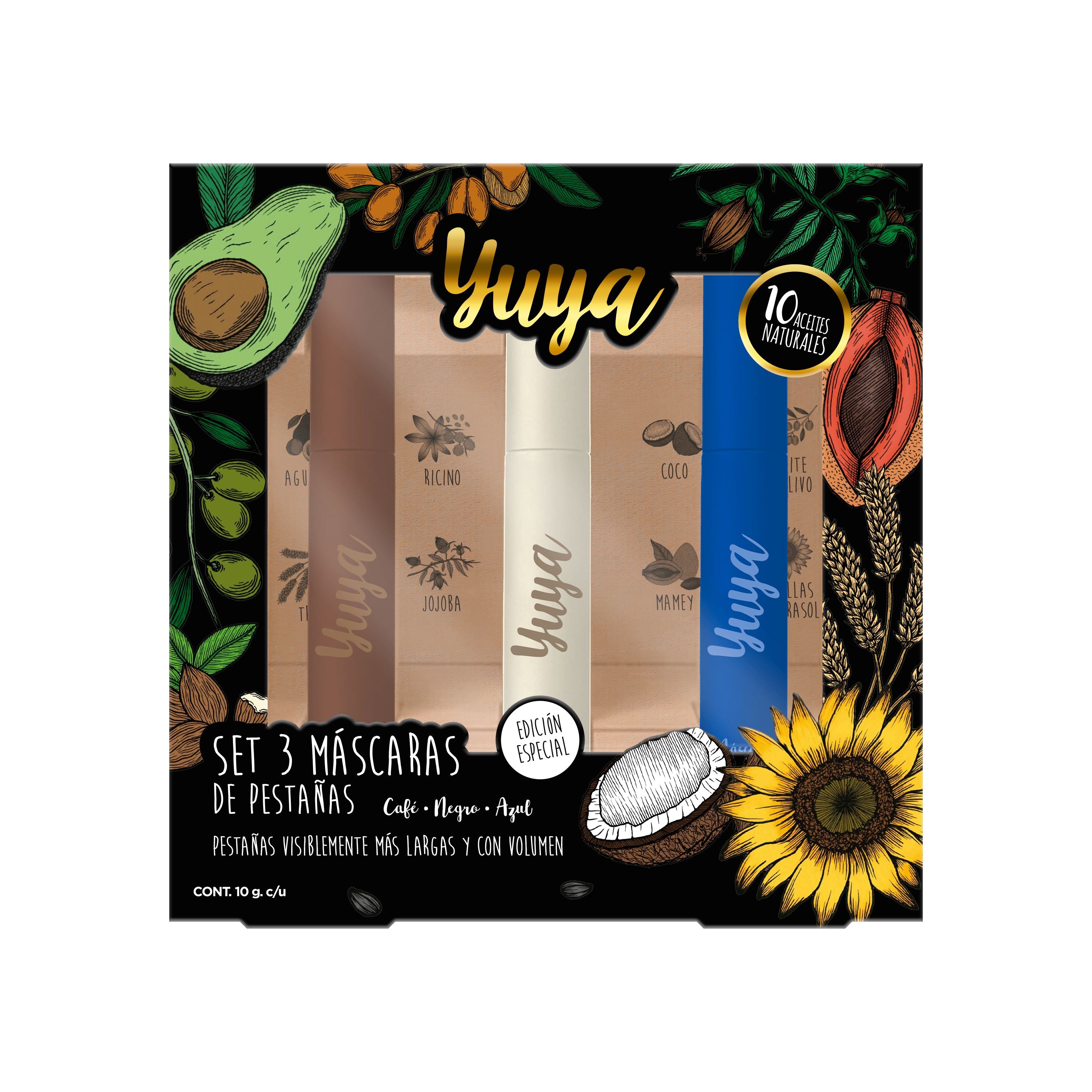 3 Pack Natural Oil Eyelash Masks - Black, Brown, Blue (10 Essential Oils) for Lash Growth & Conditioning | Perfect for Salon, Spa & Home Beauty Care