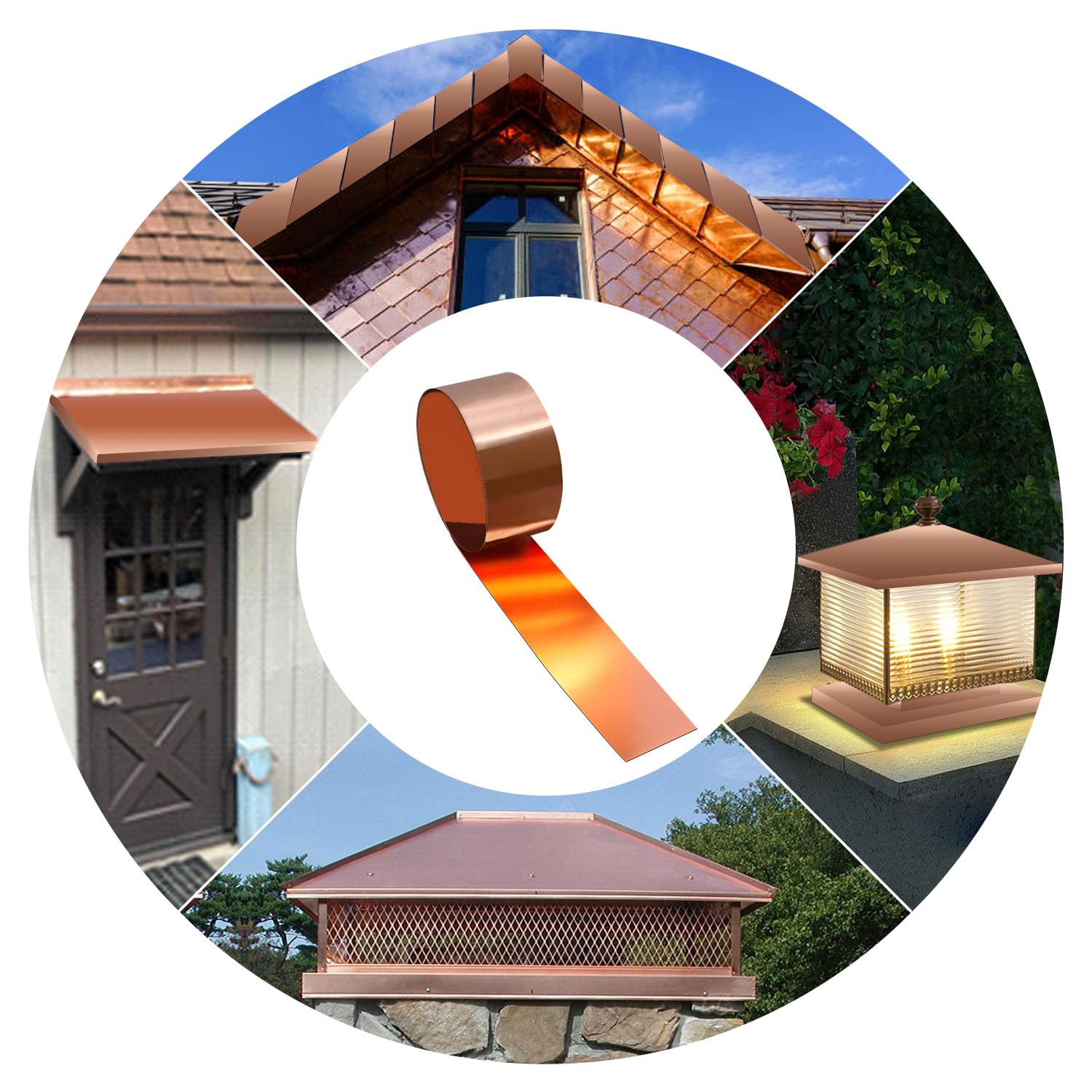 Premium Copper Sheet Roll 1000x200x0.4mm (40x8x0.016 inches) - Heavy Duty Copper Flashing for Roofing, Gutters, HVAC & DIY Crafts - Ideal for Home Repair, Metalworking & Art Projects