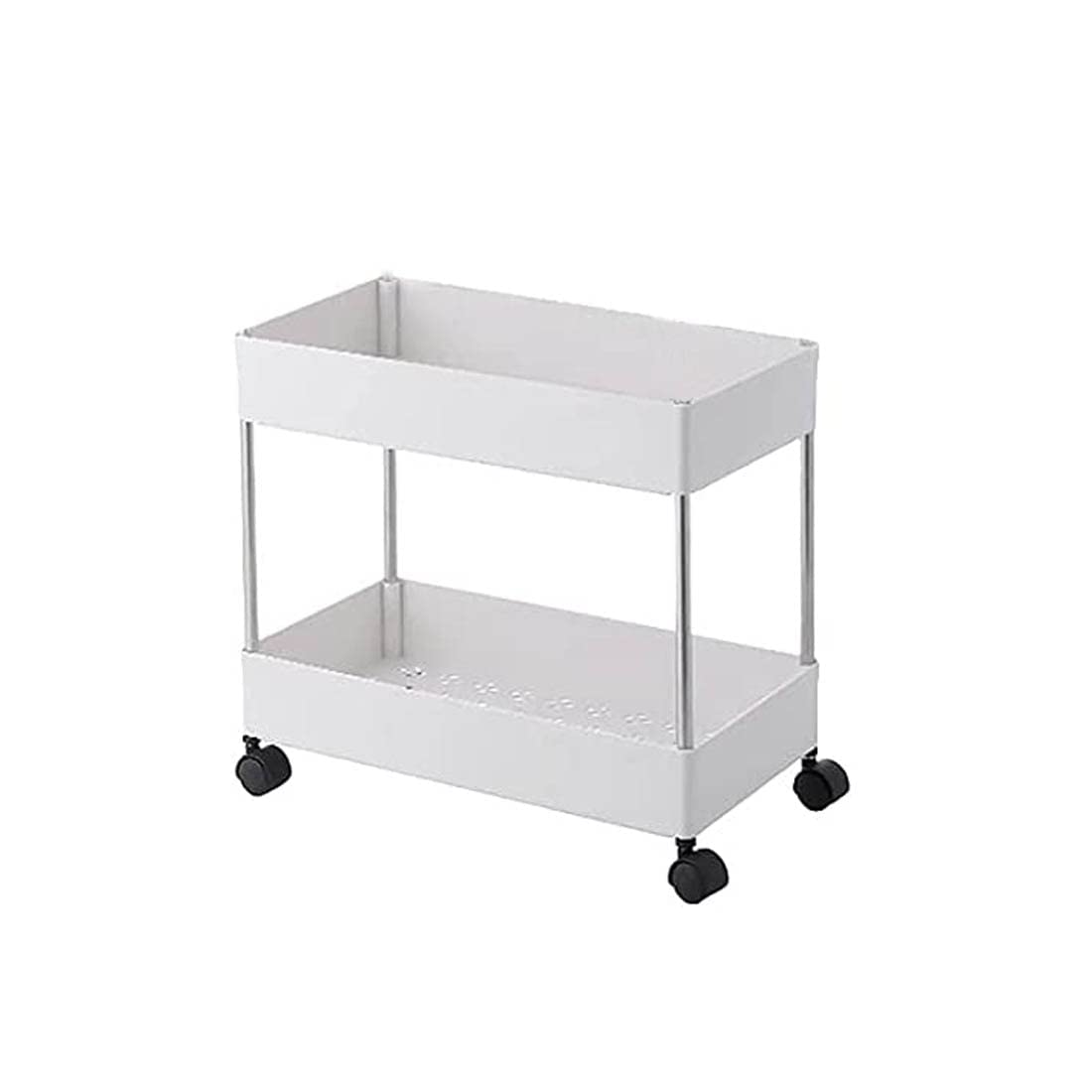 Privesh 2-Tier Plastic & Stainless Steel Kitchen Trolley - Fruit & Vegetable Basket, Onion Potato Storage Rack, Space-Saving Organizer for Kitchen Countertop or Pantry