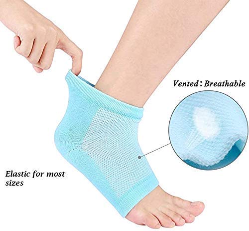 VIBRAL Crack Cotton Foot Protector Moisturizing Socks with Spa Gel - Heel Pain Relief Silicone Gel Pad Socks for Men & Women | Soft Cotton, Botanical Care | Perfect for Dry Skin, Cracked Heels & Night Treatment (Multicolor)