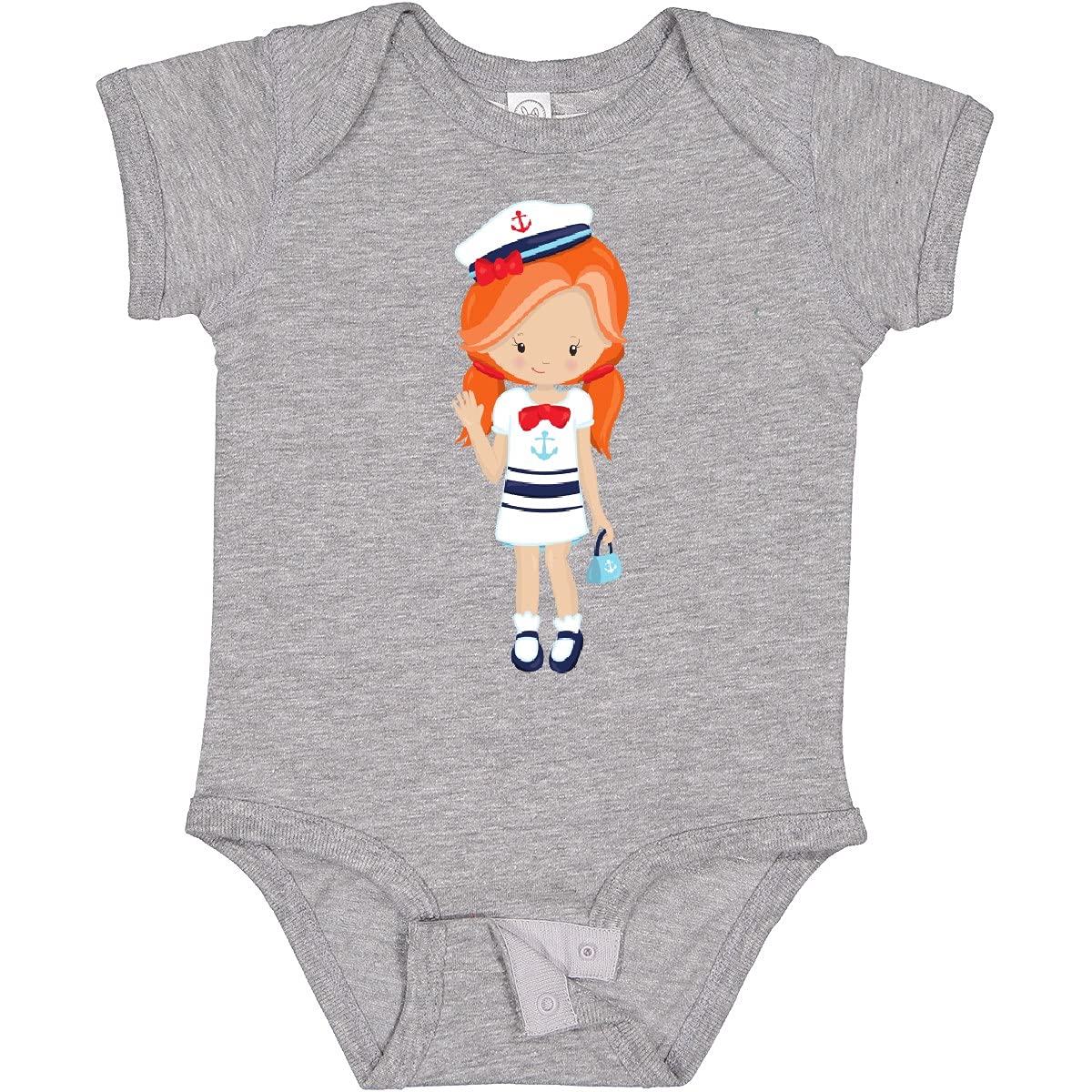 Inktastic Boat Captain & Skipper Cute Girl Orange Hair Baby Bodysuit - Soft Cotton Infant Onesie for Nautical Theme Parties, Beach Outings & Photo Shoots