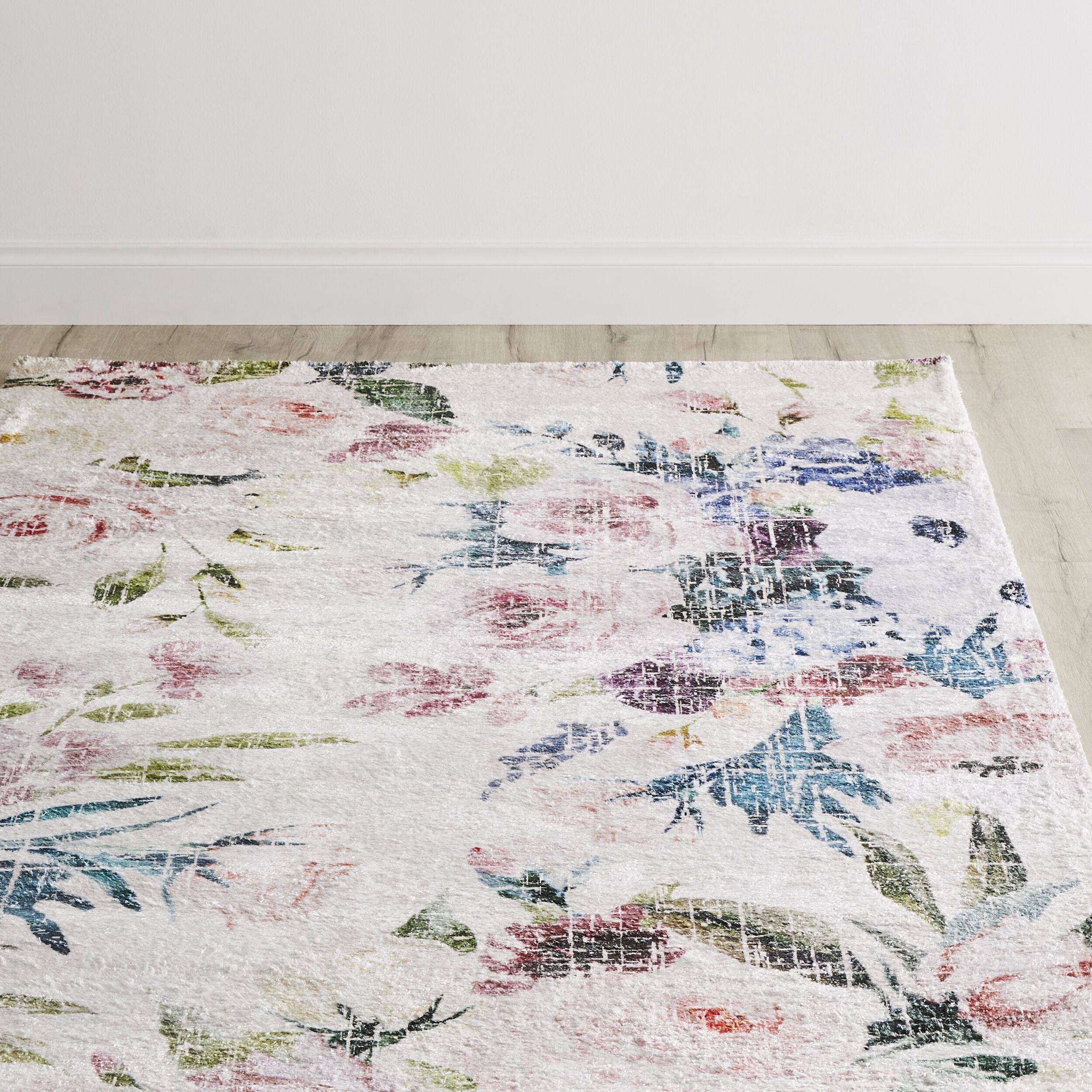 Botanical Snow Digital Printed Tufted Shaggy Rug 8x5 Feet - Soft Plush Bedroom Carpet for Cozy Home Decor, Living Room Floor Mat, Nursery Rug