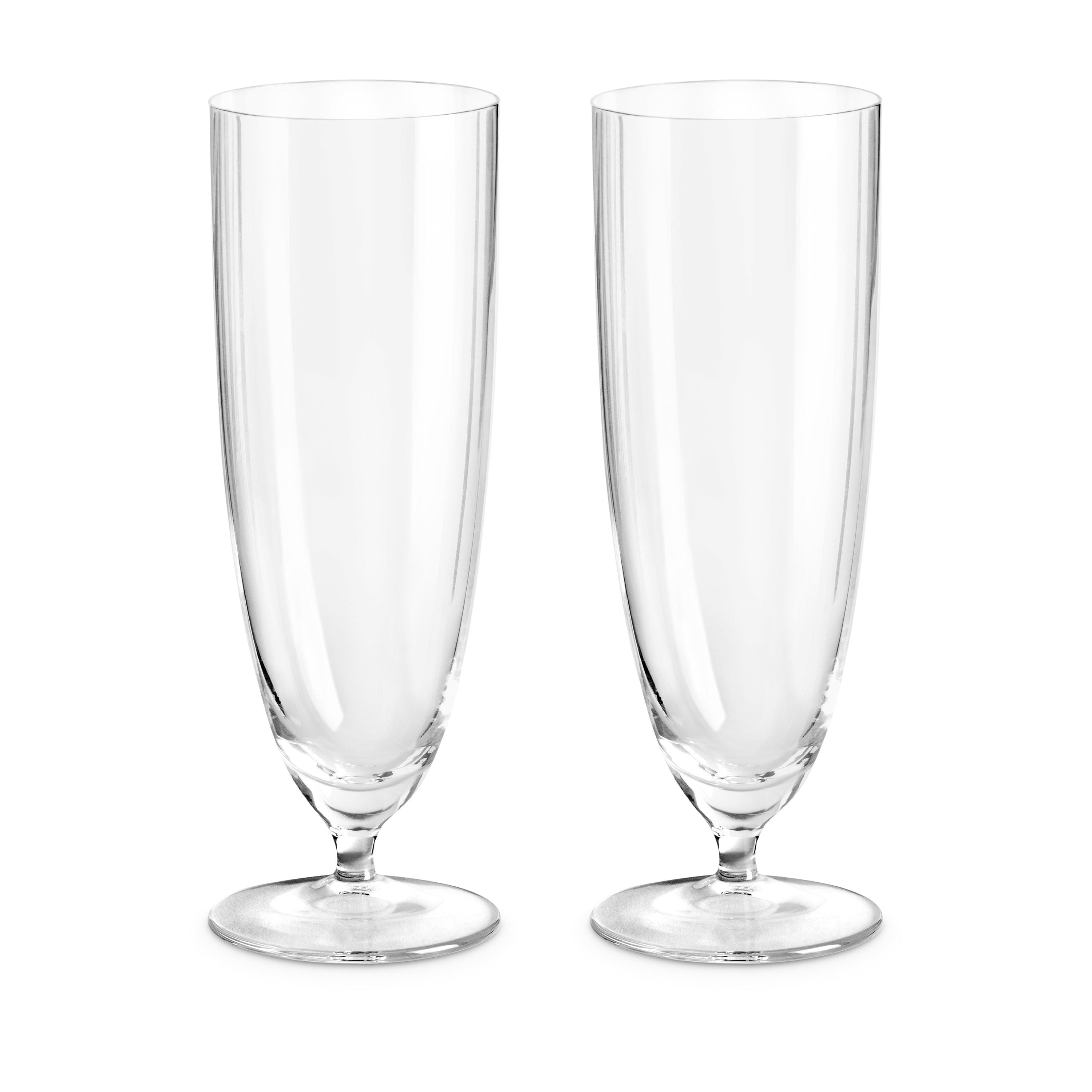 Elegant Iris Champagne Flutes Set of 2 - Premium Crystal Glassware for Weddings, Anniversaries & Romantic Celebrations