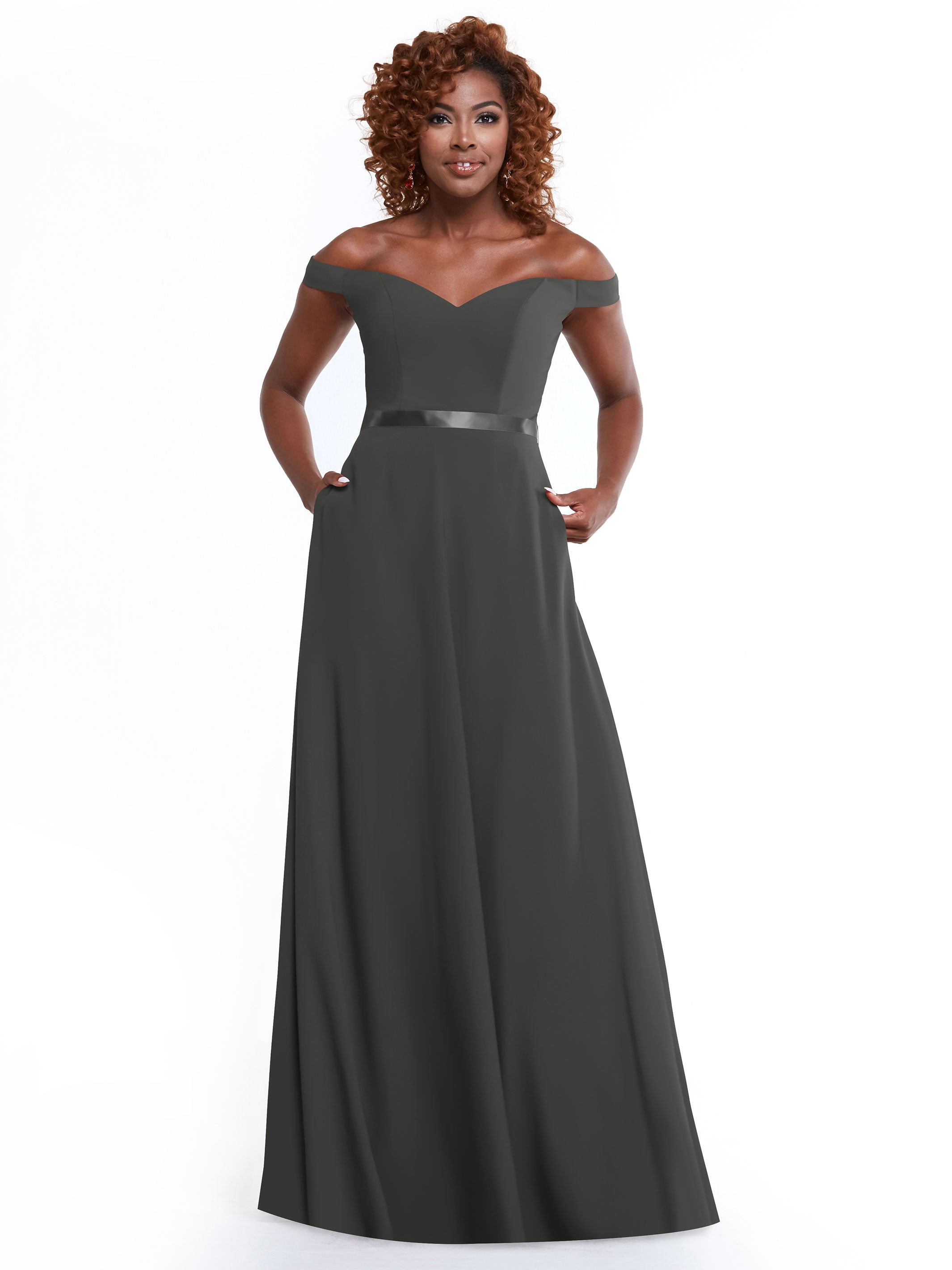 Elegant Off-the-Shoulder A-Line Chiffon Bridesmaid Dress with Sash - Size 80100 - Perfect for Weddings, Formal Events & Special Occasions