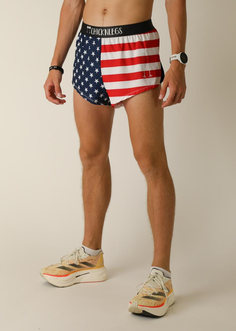 Men's USA 2 Split Running Shorts - Lightweight Athletic Shorts for Gym, Workout & Basketball - Perfect for Jogging, Training & Sports Activities