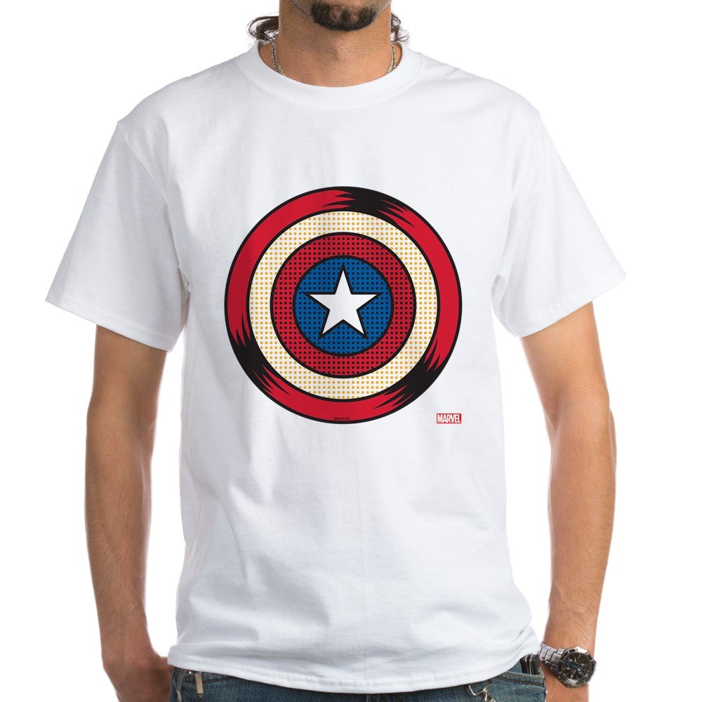 Captain America Comic Shield Dark T-Shirt - 100% Cotton Superhero Graphic Tee for Men & Women | Perfect for Cosplay, Comic Con & Marvel Fans