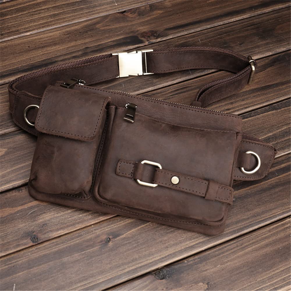 MMLLZEL Men's Waist Bag - Crossbody Messenger Bag for Phone & Essentials - Vintage Style Chest Pack - Adjustable Strap (15x25x4cm) - Perfect for Travel, Hiking & Daily Commute