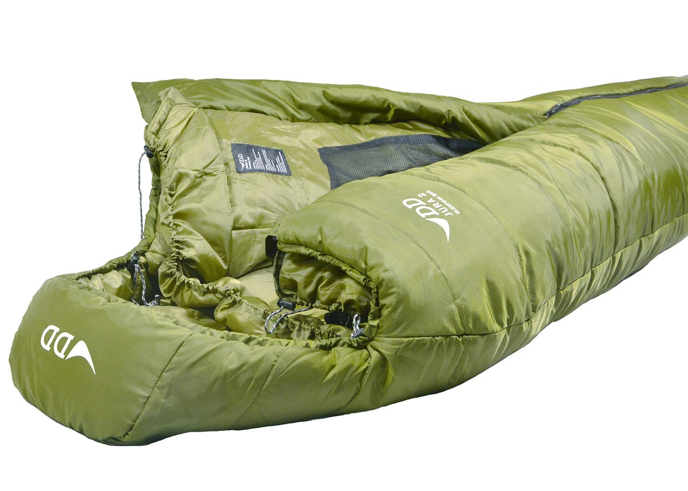 DD Hammocks - Jura 2 Sleeping Bag Olive Green: Lightweight 23°F Rated Warm Portable Sleeping Bag with Waterproof Footbox for Hammock, Tent & Backpacking Camping | Perfect for Cold Weather Adventures & Outdoor Survival Gear