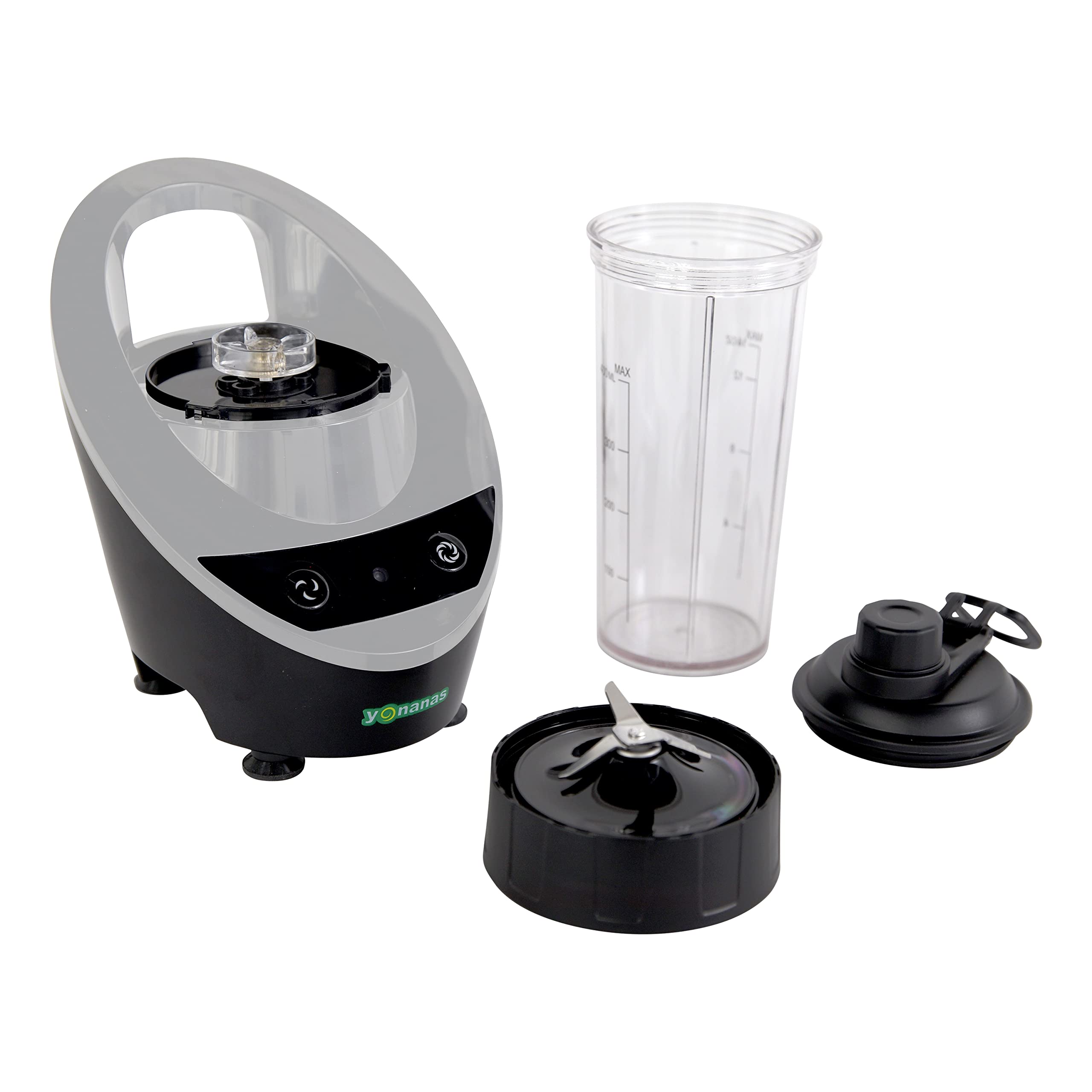 Yonanas 300-Watt Personal Blender with 13.5-Oz BPA-Free Portable Cup & Drinking Lid - Perfect for Smoothies, Protein Shakes & Healthy Snacks On-The-Go - Compact & Powerful Gray Blender for Home, Office & Travel