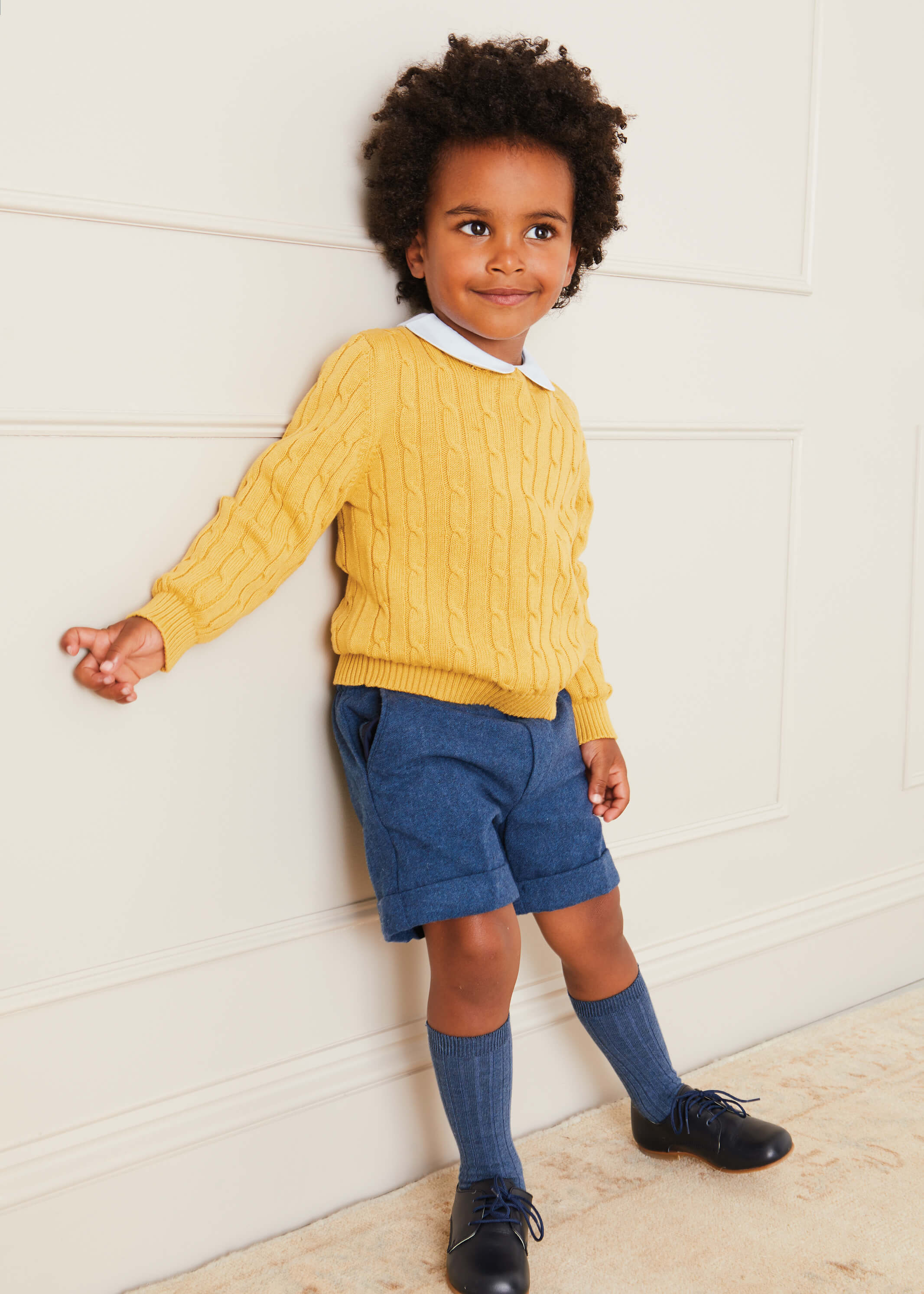 Blue Wool Plain Shorts with Turn-Ups for Toddlers (18 Months to 4 Years) - Perfect for Playtime, Daycare & Casual Outings