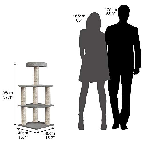 Dporticus Large Cat Tree with Scratching Posts, Condo, Hammock & Sisal-Covered Climber - 37.4