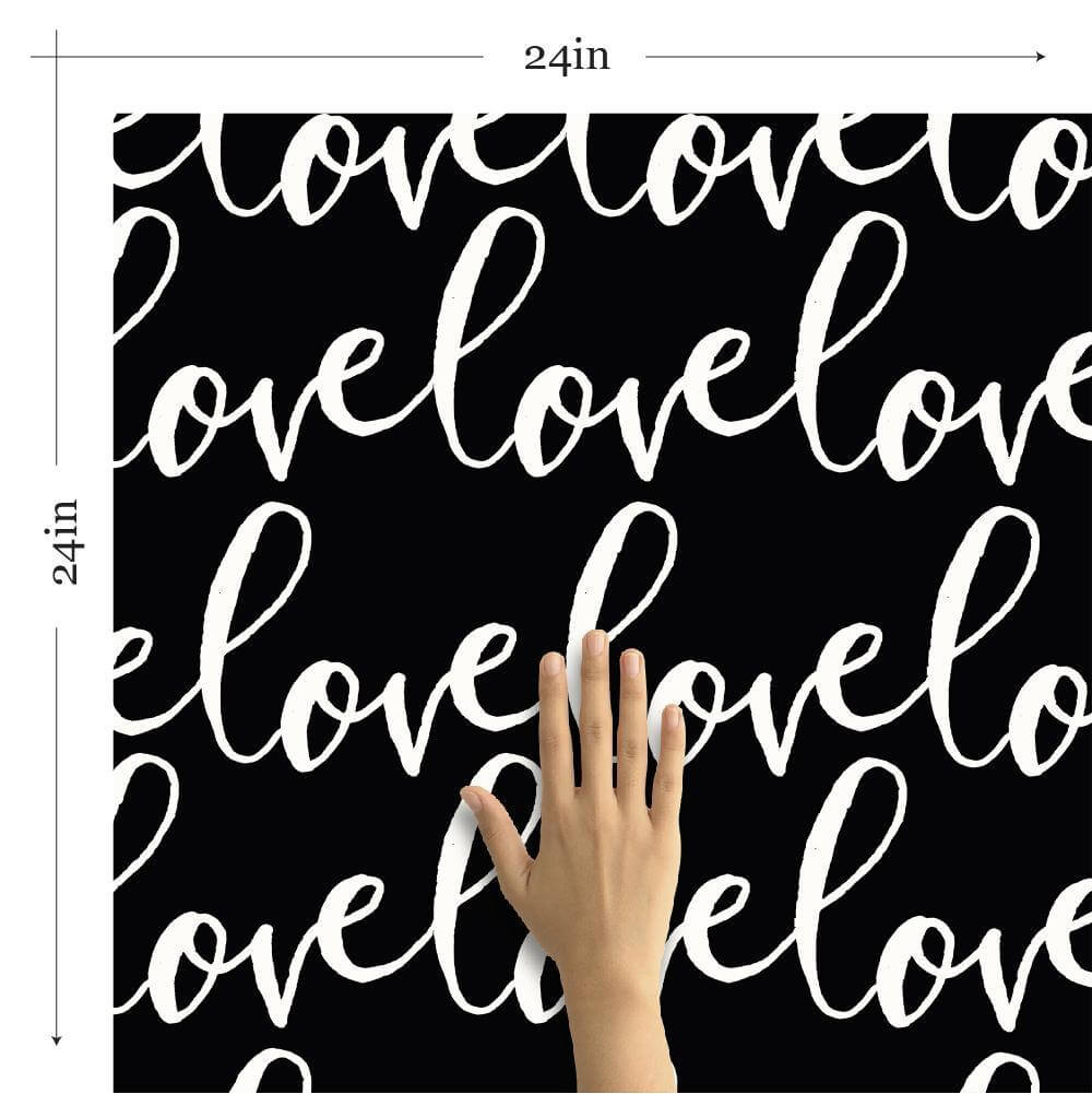 White and Black Handwriting Teens Peel and Stick Removable Wallpaper - Self-Adhesive Decorative Wall Covering for Bedroom, Dorm, Nursery & Home Office Decor