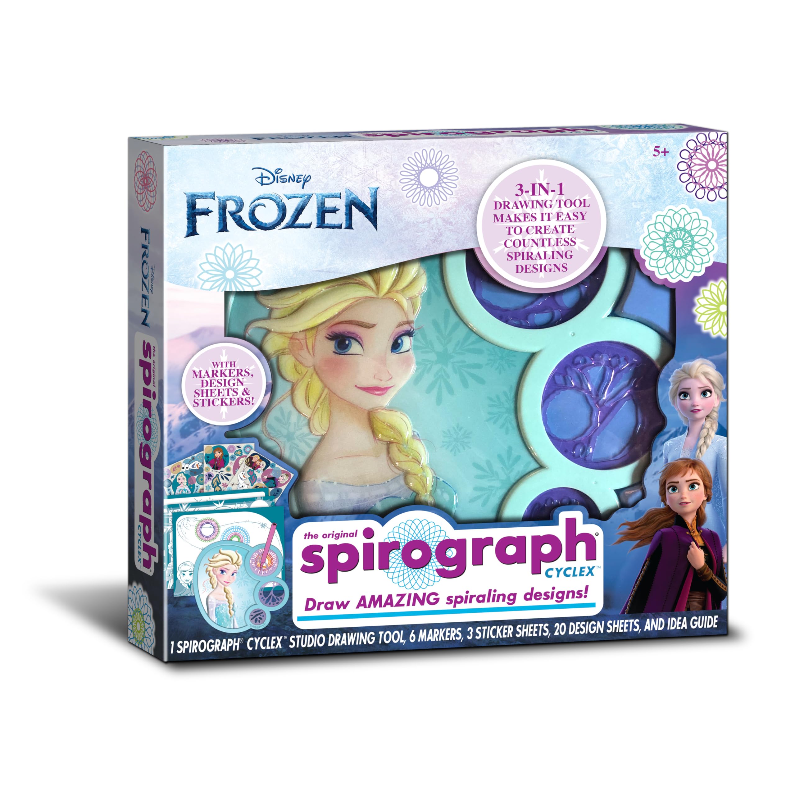 Frozen Spirograph Cyclex Drawing Kit for Kids - Creative Arts and Crafts Set with Spiral Art, Markers, Stickers & Design Sheets | Perfect for Birthday Gifts, Classroom Activities & DIY Frozen-Themed Projects (Ages 5+)