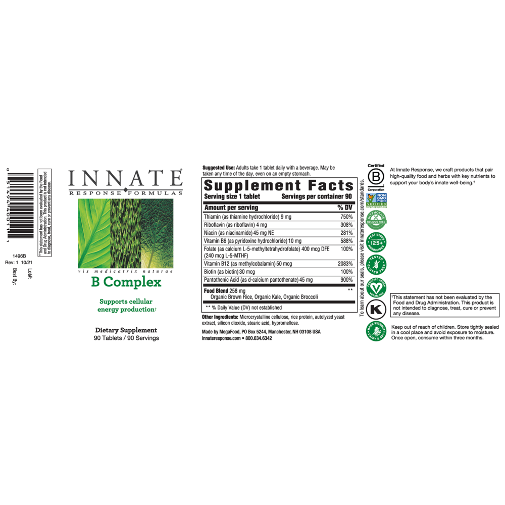 Innate Response B Complex Vitamins - High Potency B Vitamin Supplement for Energy, Stress & Metabolism Support - Ideal for Busy Professionals & Active Lifestyles