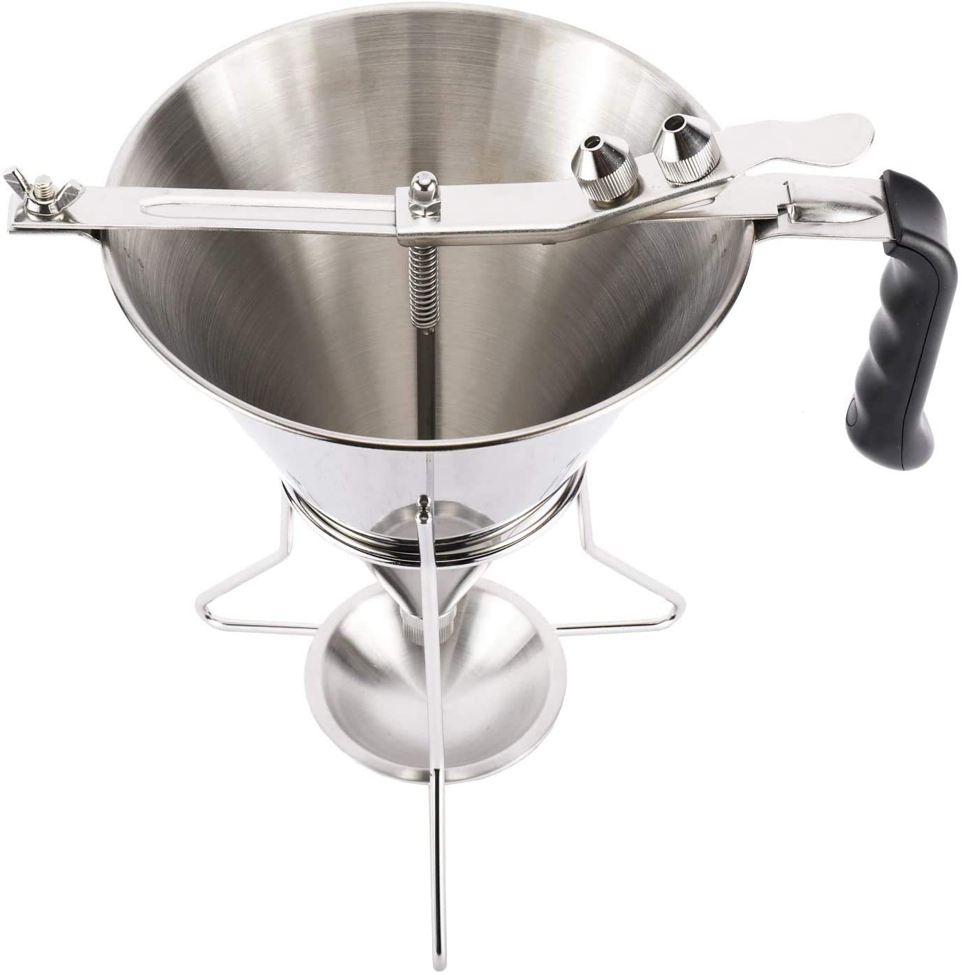 Premium Stainless Steel Cake Decorating Funnel with Stand & 3 Nozzles - 7.68