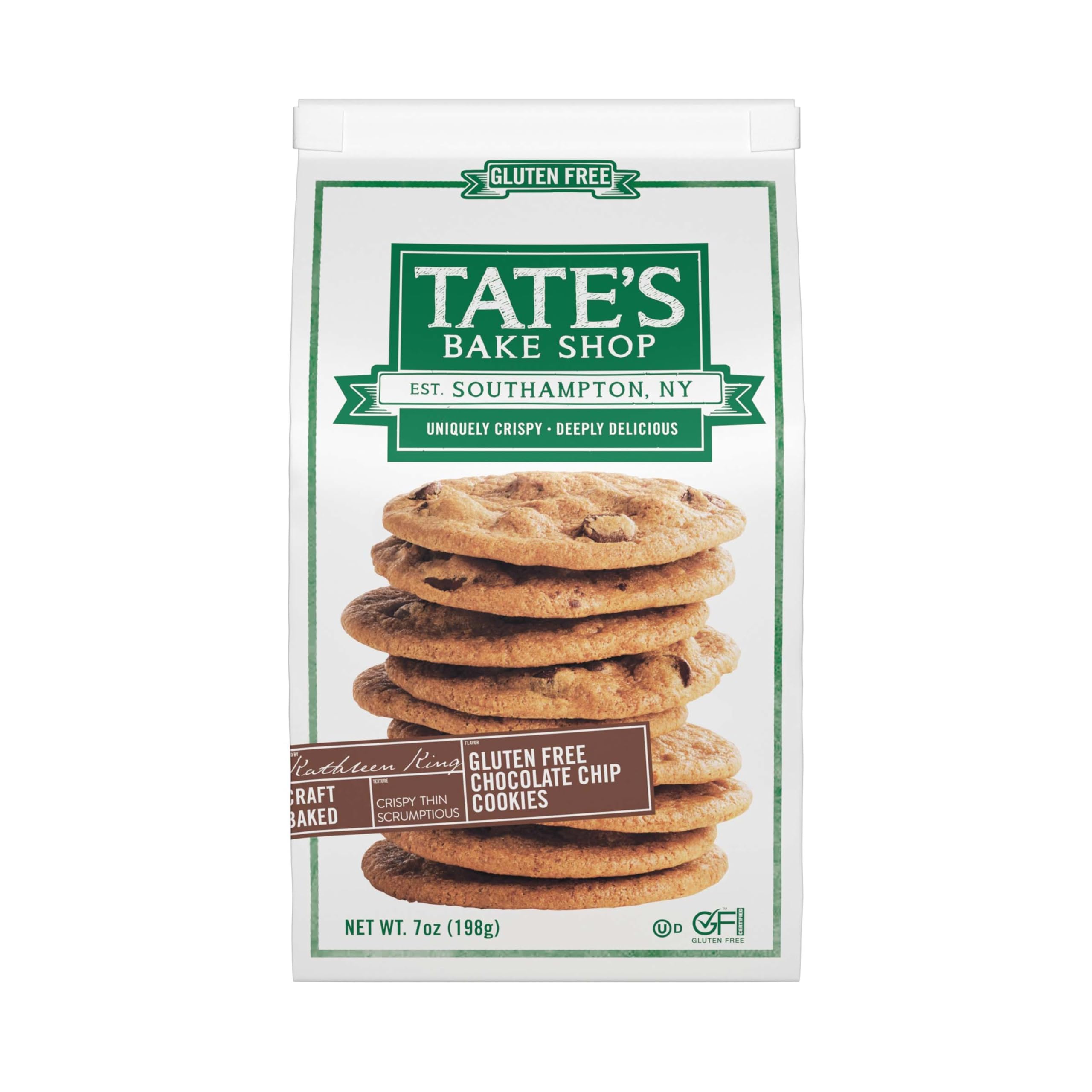 Tate's Bake Shop Gluten Free Chocolate Chip Cookies - 7 oz Pack | Delicious Gluten-Free Snacks for School Lunches, Office Treats & Dessert Time
