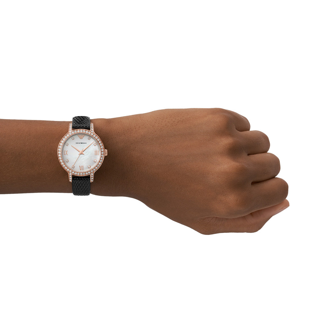 Emporio Armani AR11485 Cleo Stone Set Women's Watch - Luxury Stainless Steel Bracelet with Crystal Accents for Business & Evening Wear