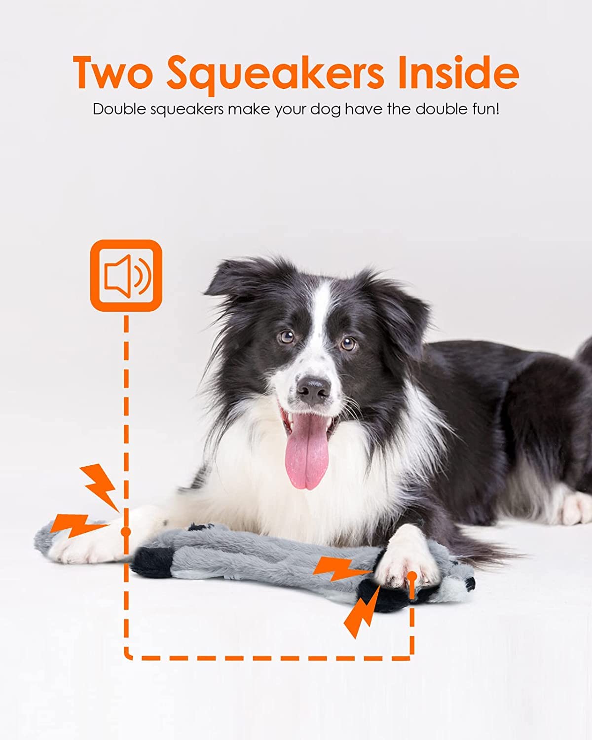 Laytek 5 Pack Durable Squeaky Dog Toys - Double Layer Reinforced Fabric, No Stuffing Plush Set for Small to Large Dogs (Raccoon, Squirrel, Lion, Tiger, Zebra) - Perfect for Indoor Play, Outdoor Fun, and Training Sessions