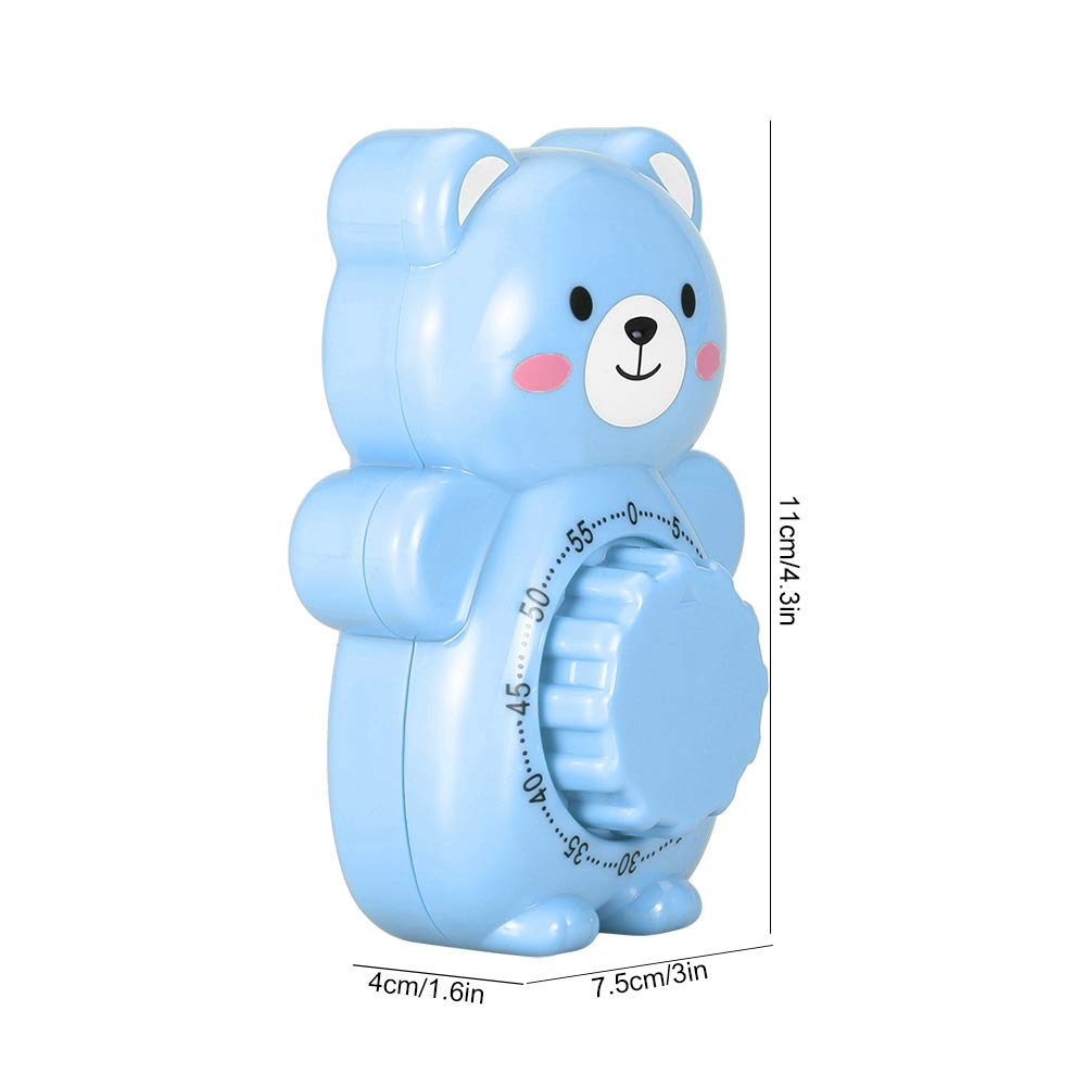 Cute Bear Mechanical Kitchen Timer - Blue for Baking & Cooking