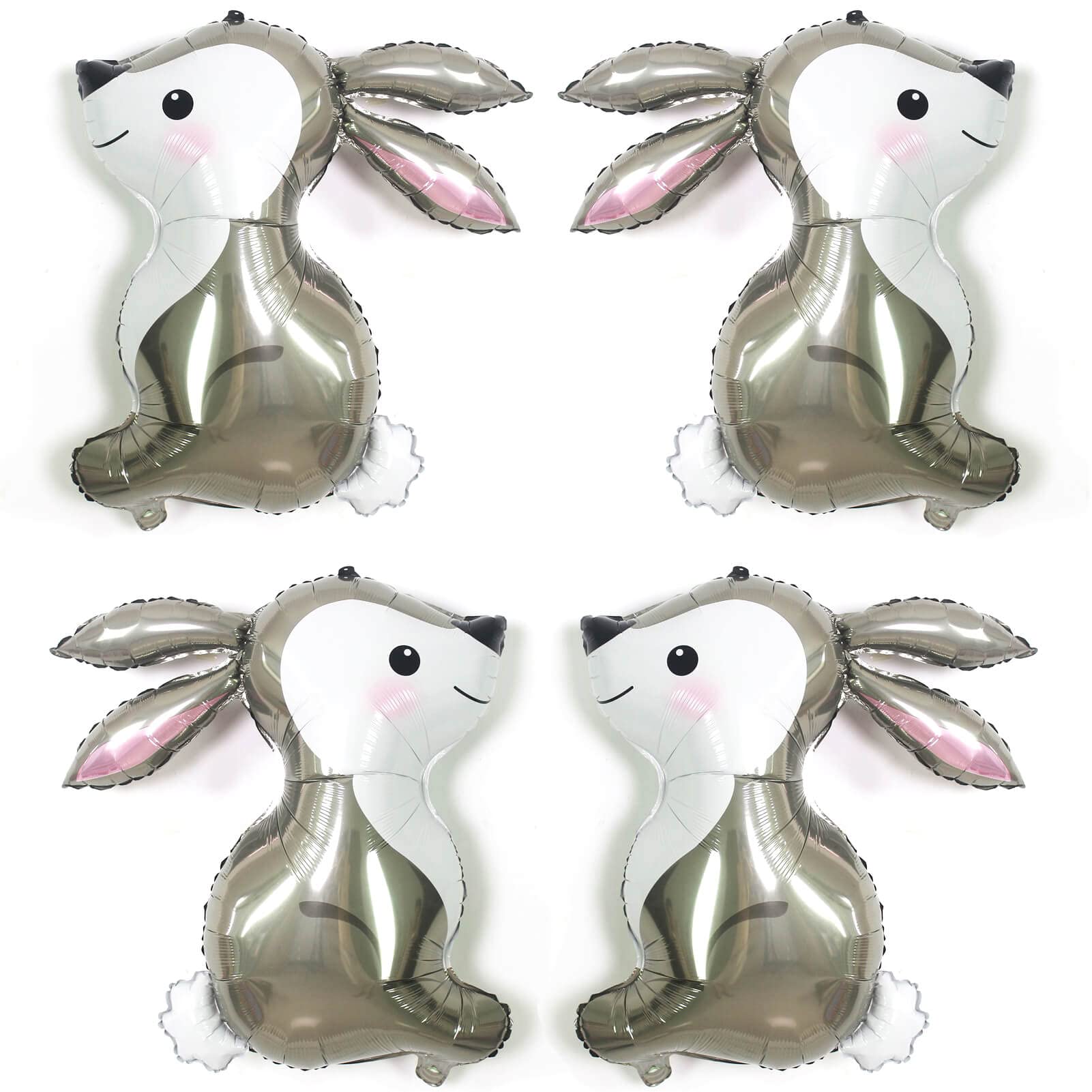 32 Inch Large Bunny Balloons - Helium Foil Rabbit Shaped Animal Balloons for Jungle Safari Theme, Kids Birthday Party Decorations (Pack of 4) - Perfect for Baby Showers, Easter Celebrations, and Woodland Themed Backdrops