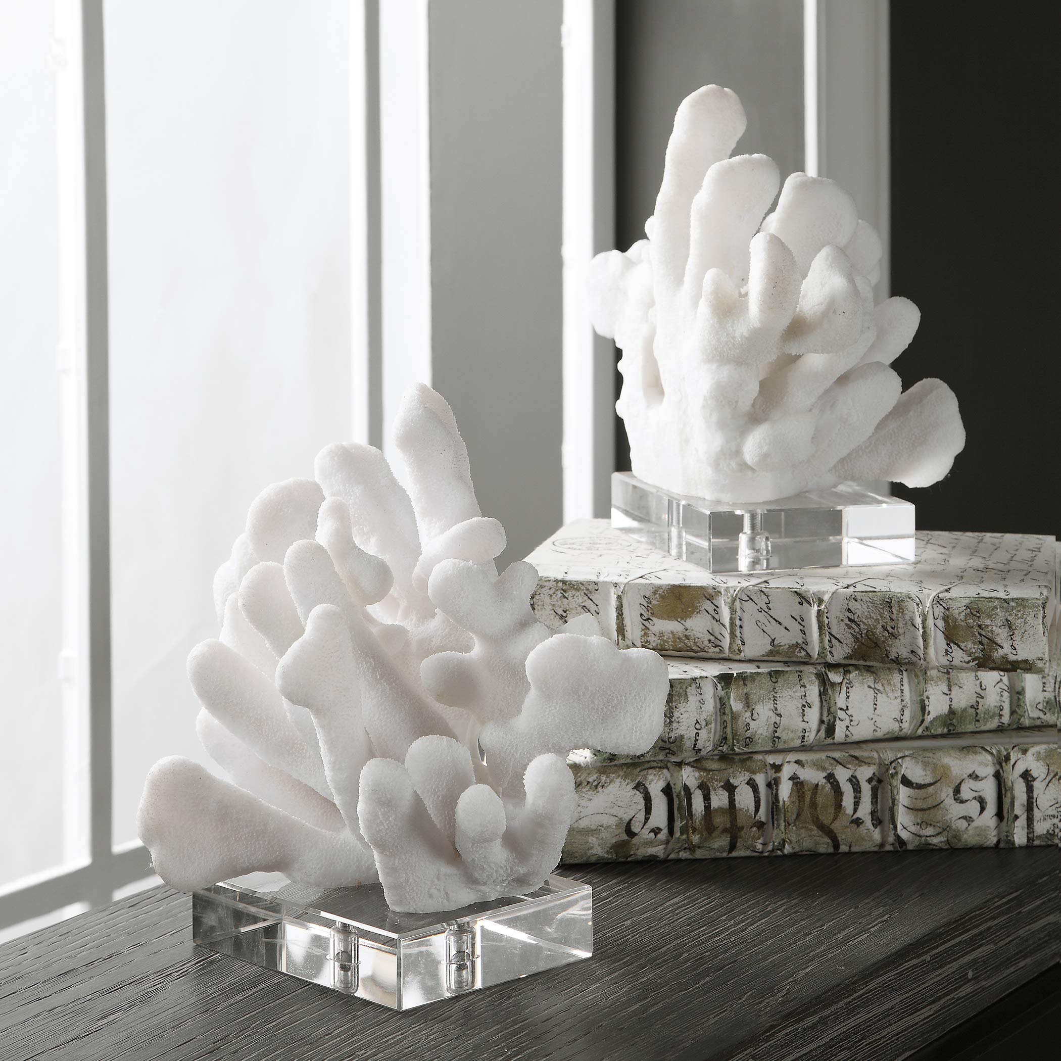Charbel White Bookends Set of 2 - Decorative Book Holders for Shelves, Desks & Home Office Organization - Perfect for Books, Albums & Display Items